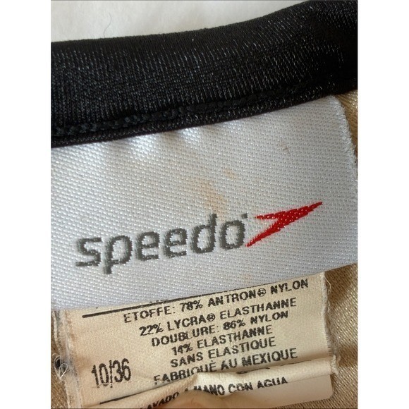 SPEEDO Size 10 Red Black Rising Sun Lycra Geoback One Piece Racer Swimsuit Beach