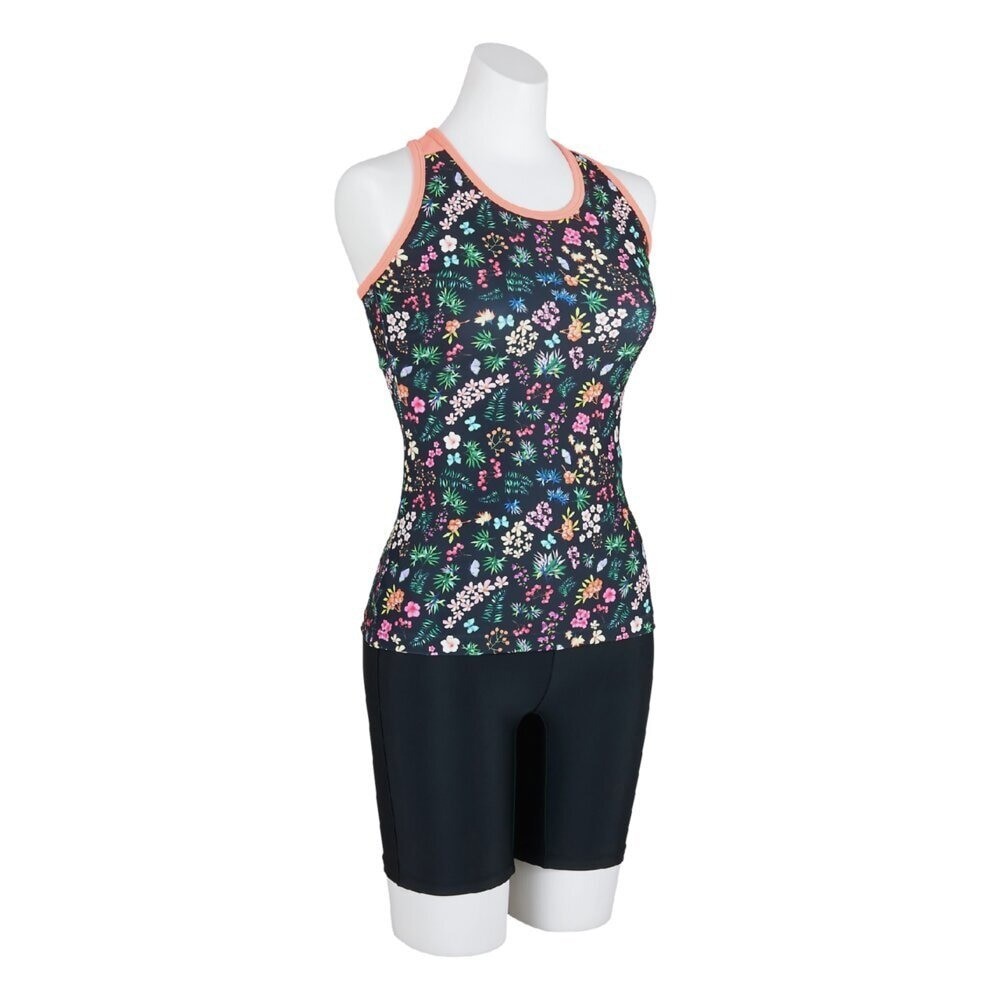Mizuno Women’s Aqua Fitness Two-Piece Set (anti-roll buttons) Floral Pattern