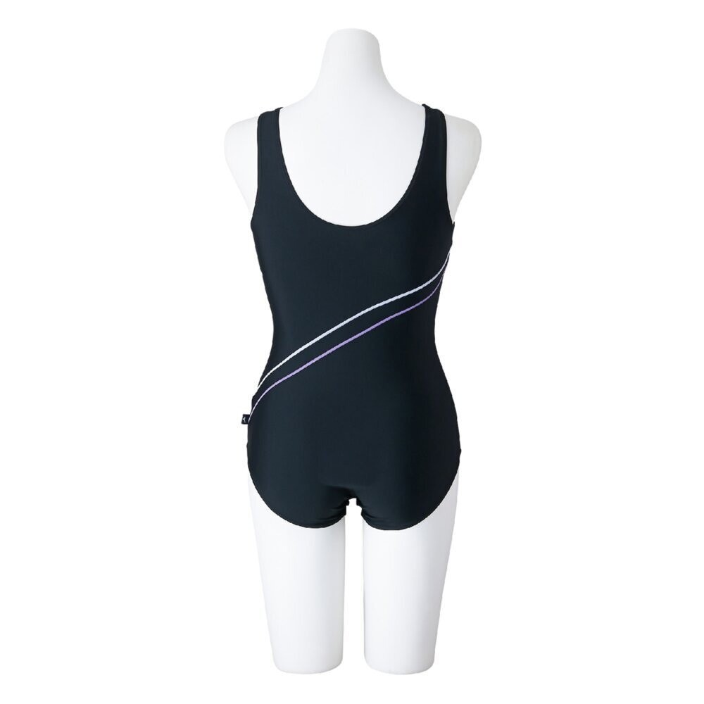 Mizuno Women’s Aqua Fitness One-Piece Swimsuit Color-Block Design Black/Lavender