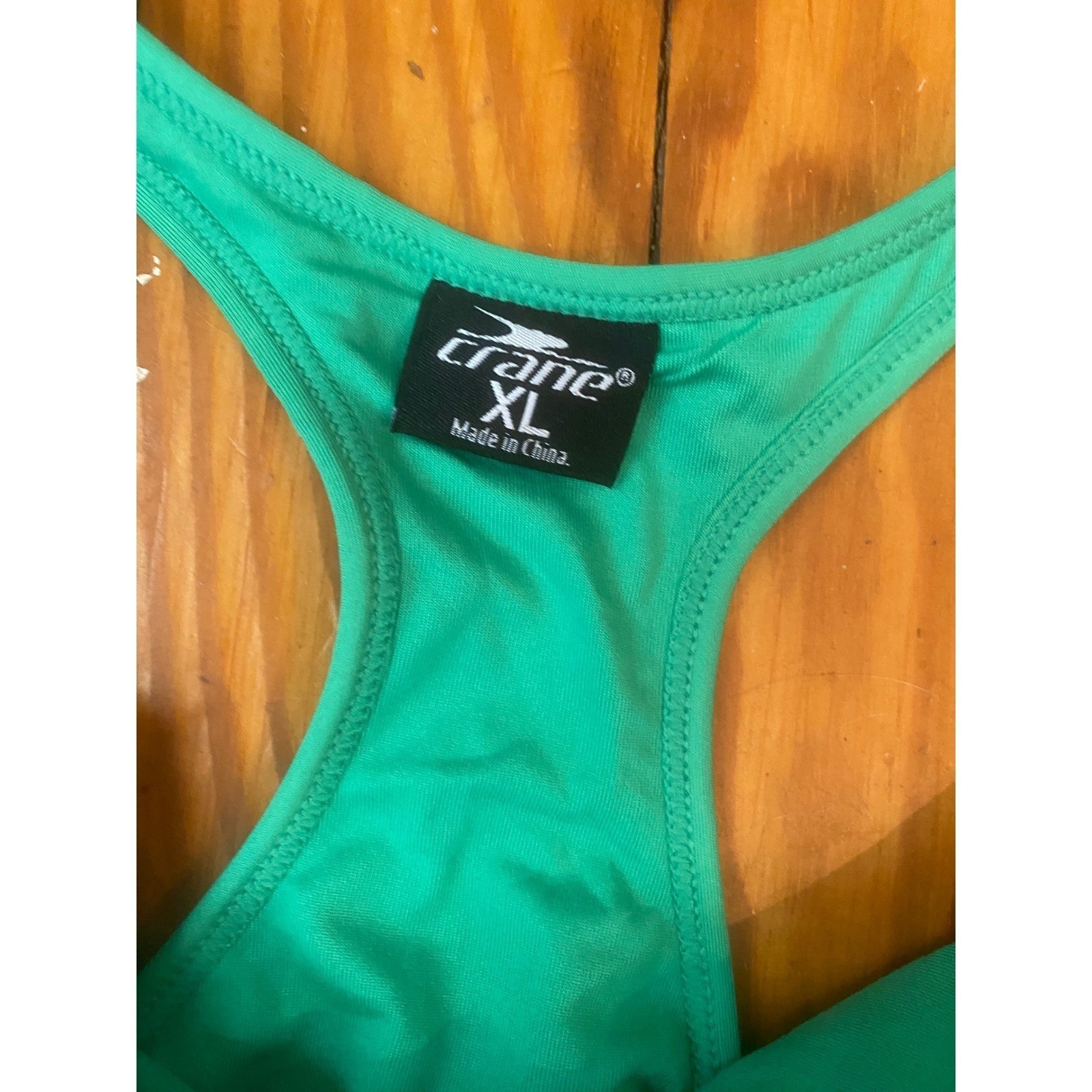 Crane swimsuit Dress Green Pleated Racerback XL 16-18 Beach resortwear