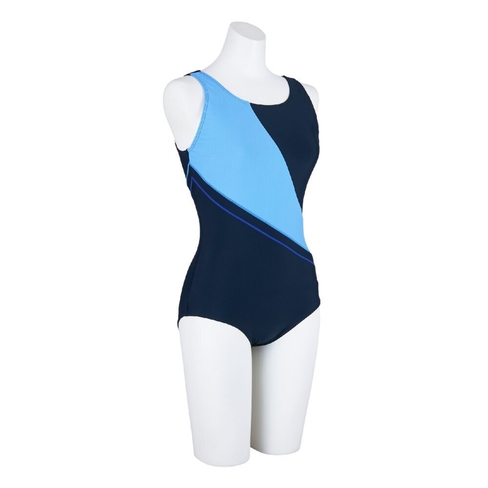 Mizuno Women’s Aqua Fitness One-Piece Swimsuit Color-Block Design Navy/C.Blue