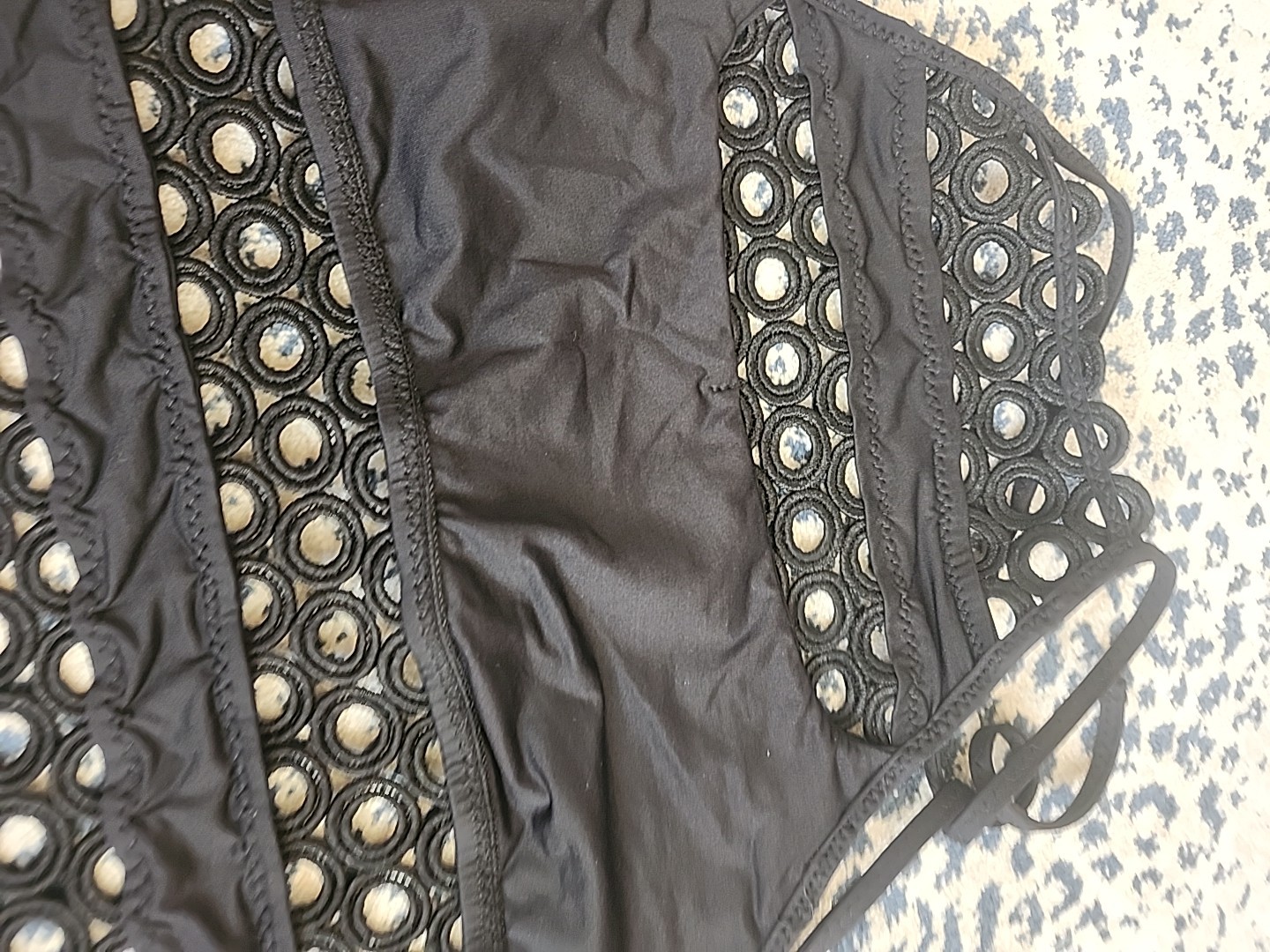 Becca By Rebecca Virtue Siren Shimmer Black High Neck Halter Bikini Top SZ M