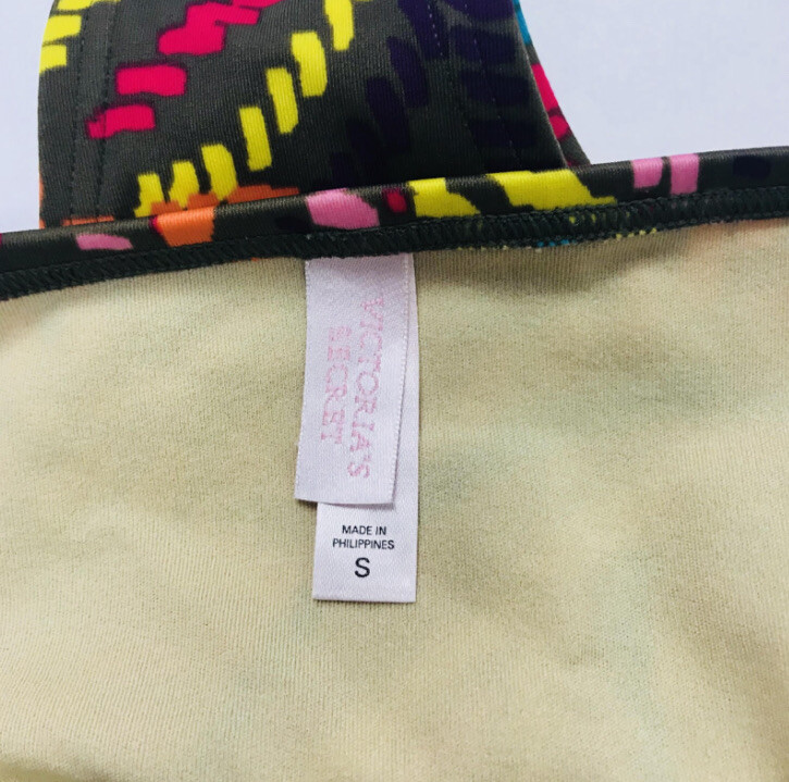 VICTORIA’S SECRET Size Small Swim Bottom Bikini Panty Brown Yellow Paisley Print