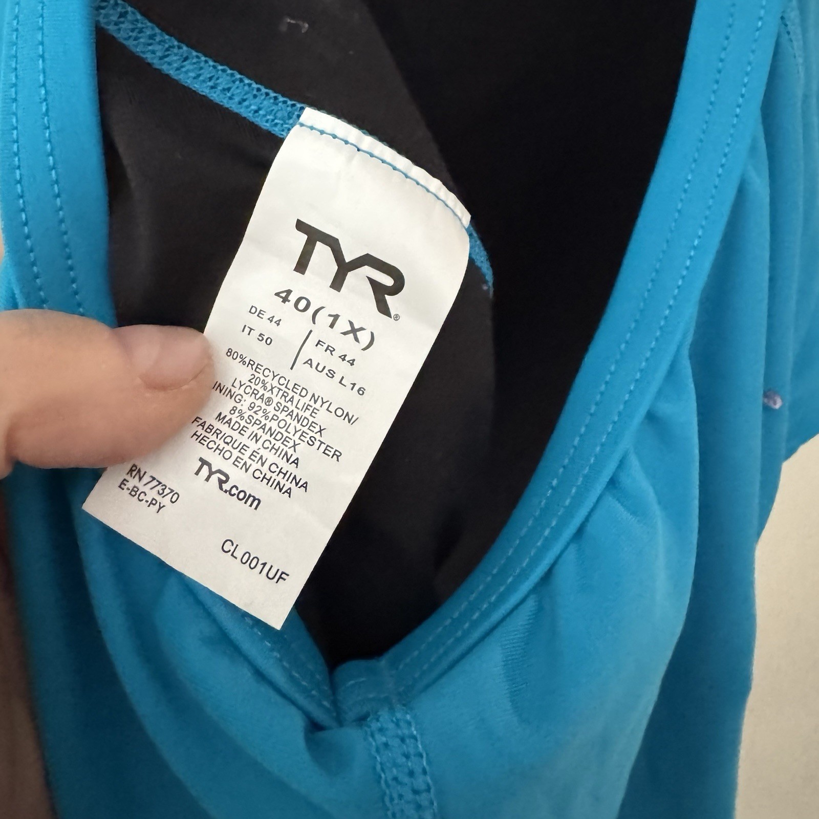NWOT – TYR – One Piece Competition Training Durafast Diamondfit Swimsuit Sz 40