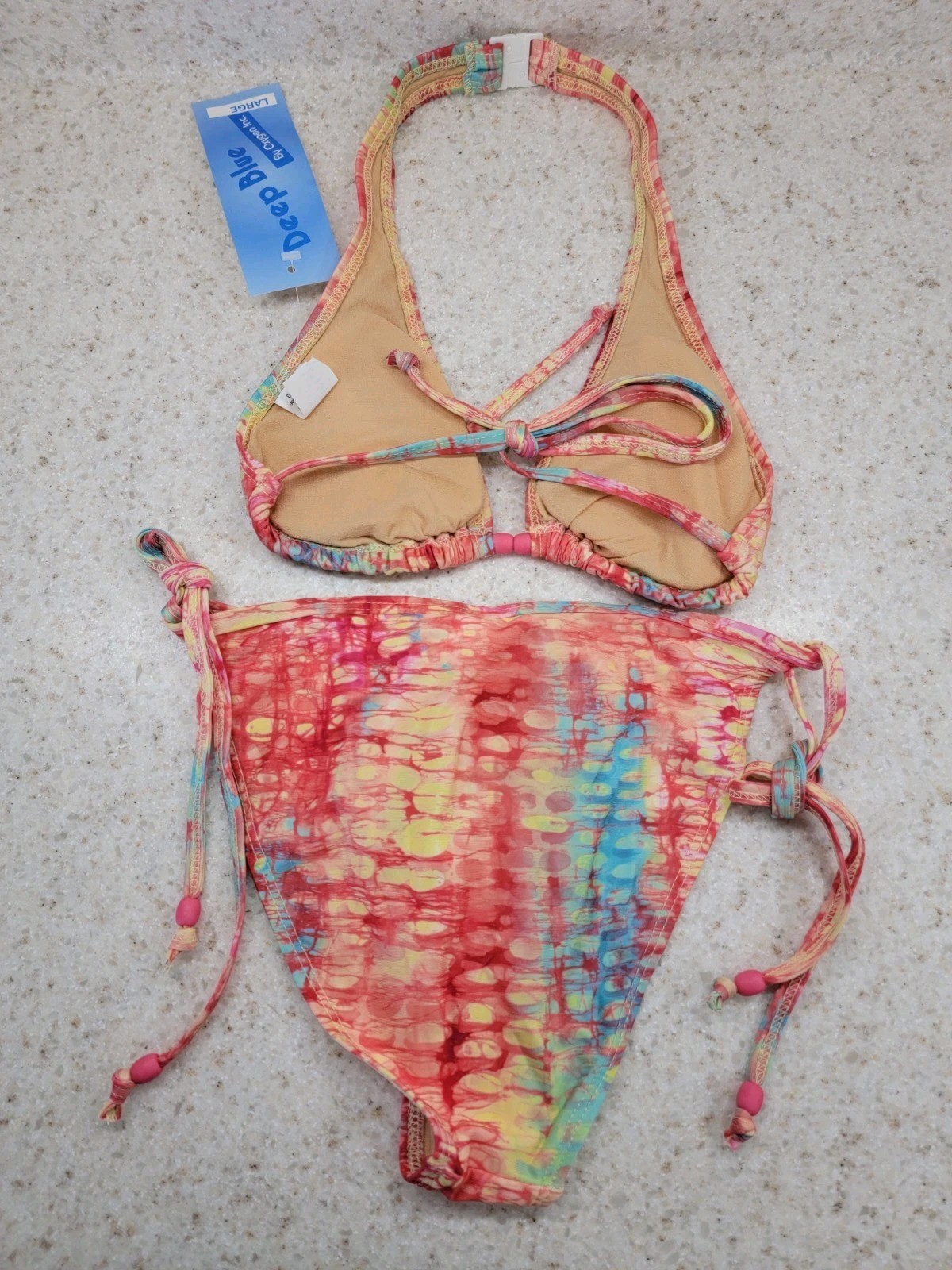 Brand NWT Coral Watercolor Pattern Bikini Size Large
