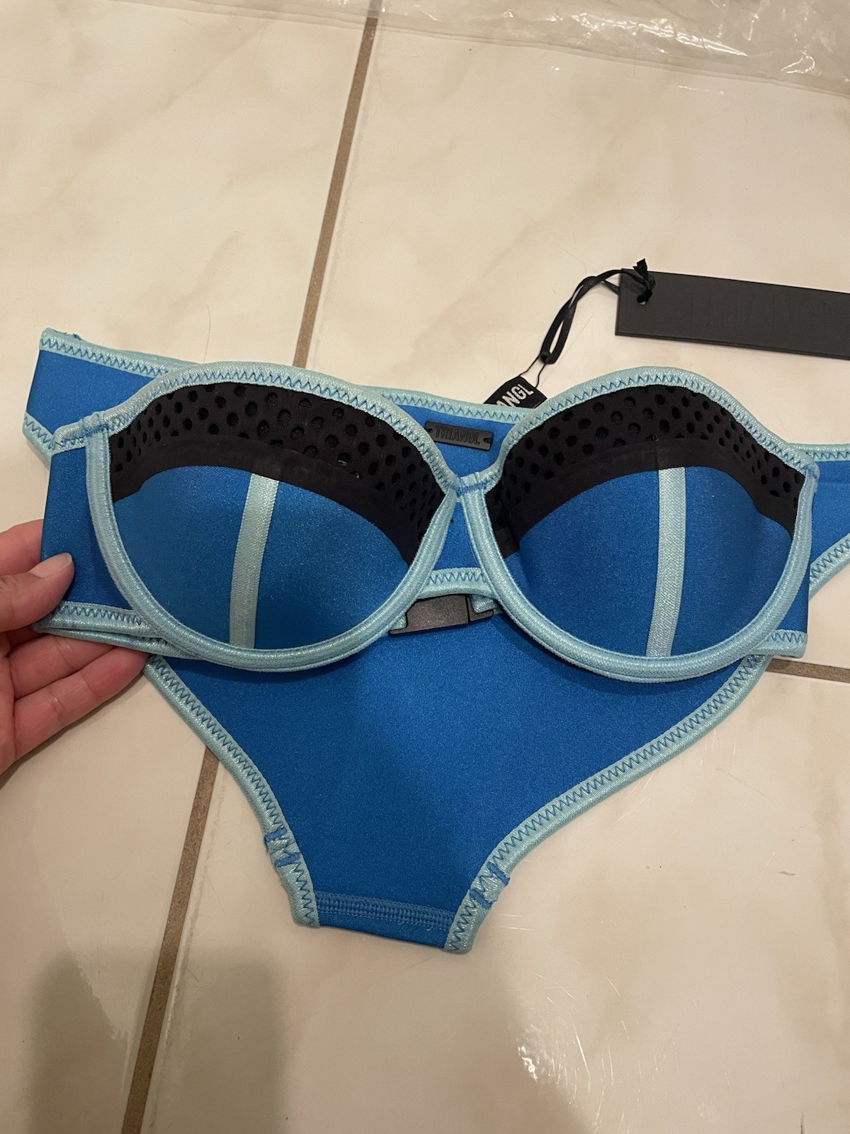 Womens Blue TRIANGL Bathing suit set Size XS Strapless