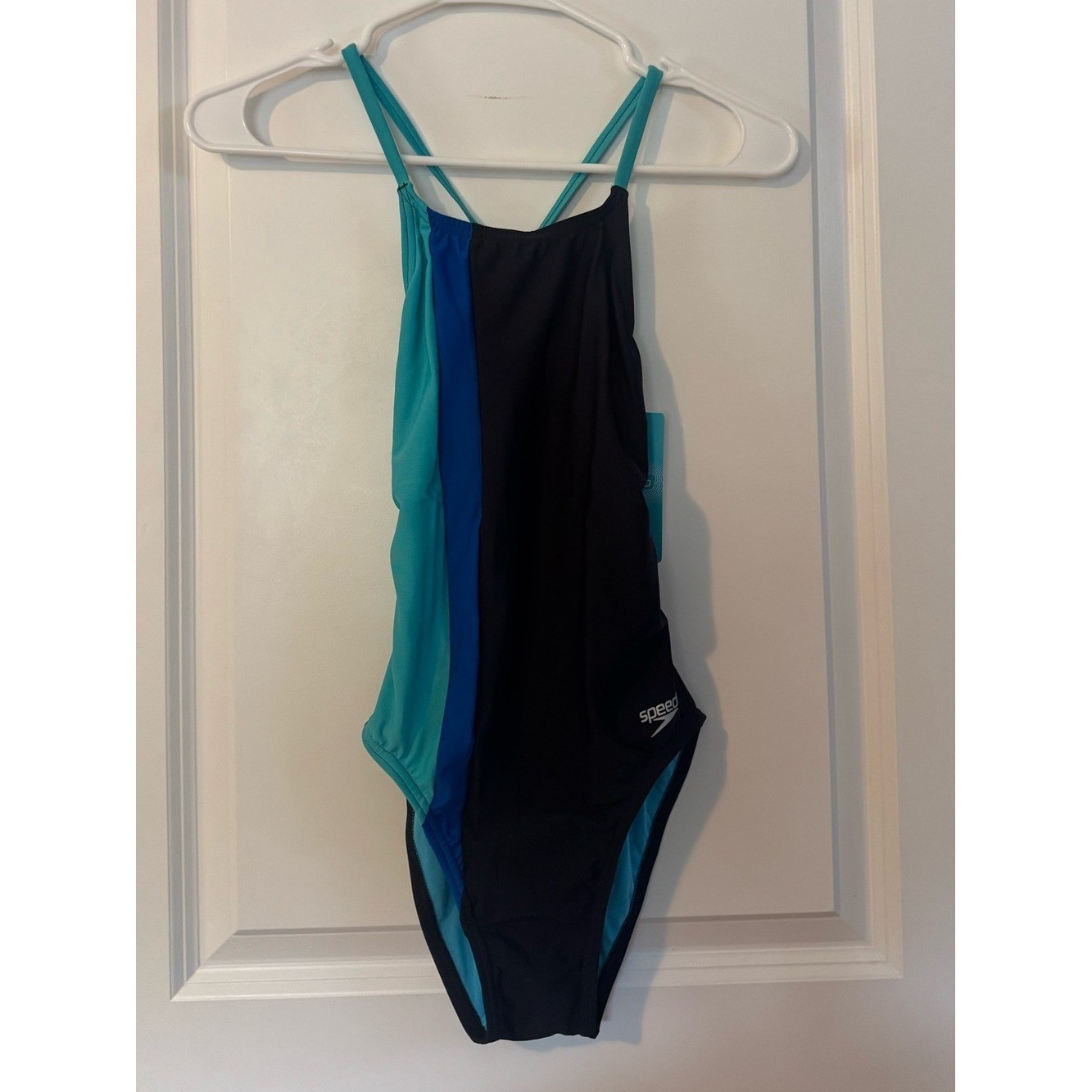 Speedo Women Swimsuit One Piece Endurance cheeky Tie Back Black color Block NEW