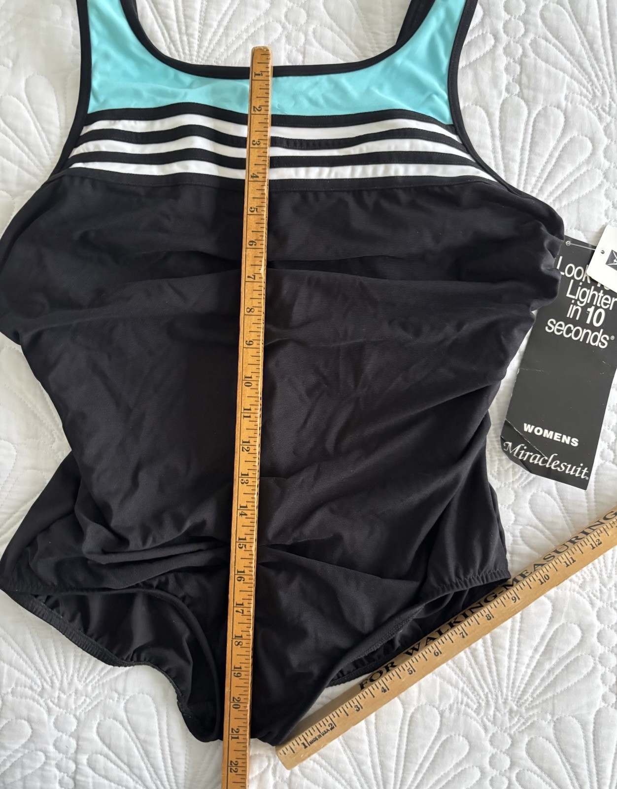 NEW!Women’s 18W MIRACLESUIT Bathing Suit by Swim Shaper Black/Aqua/White Has Tag