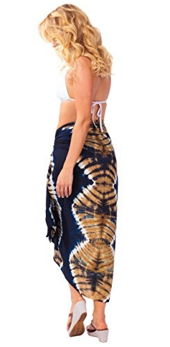Womens Tie Dye Swimsuit Cover-Up Sarong in Your Choice of Color Jungle Brown