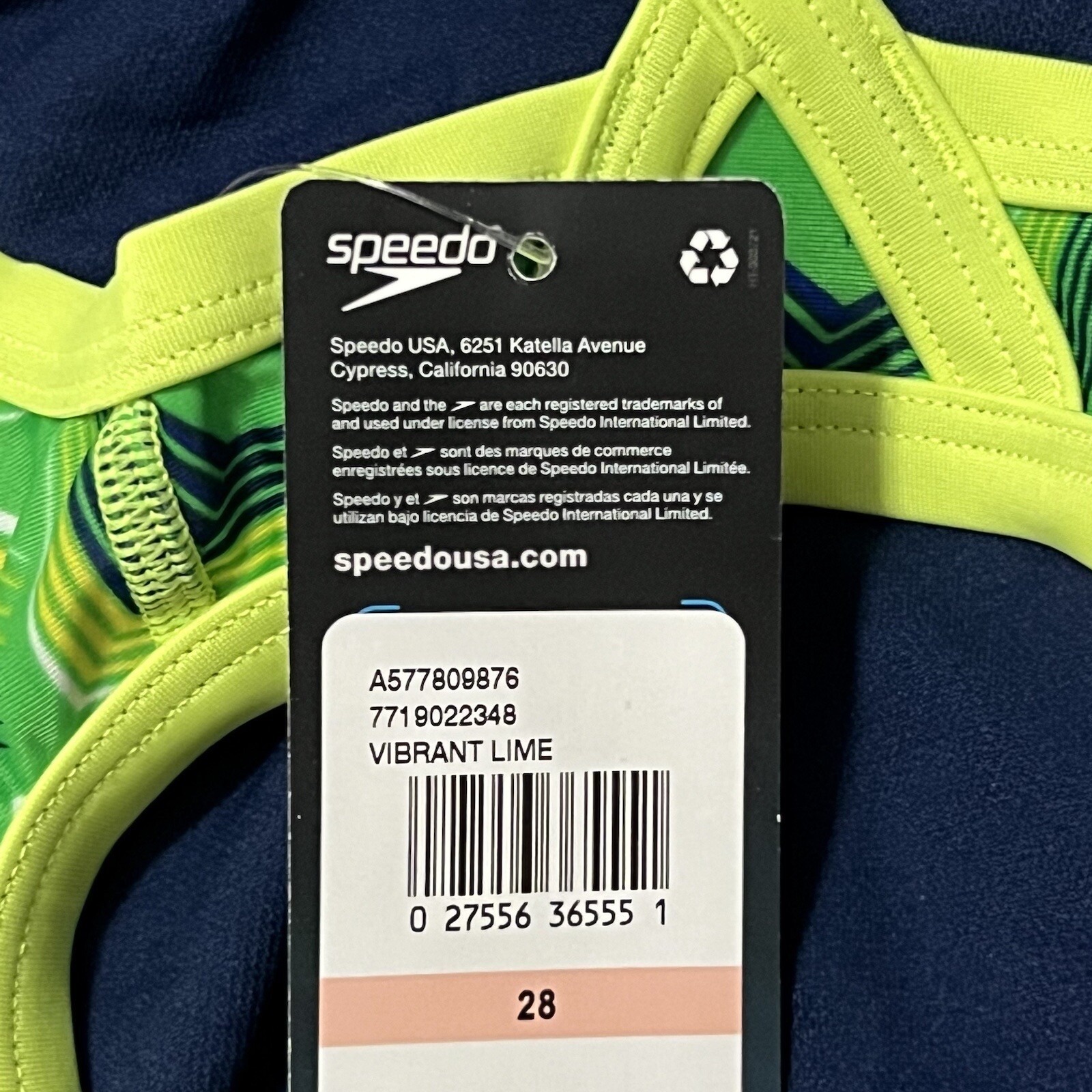 Speedo Pro LT Play the Angles Flyback Vibrant Lime One Piece Swimsuit Size 28