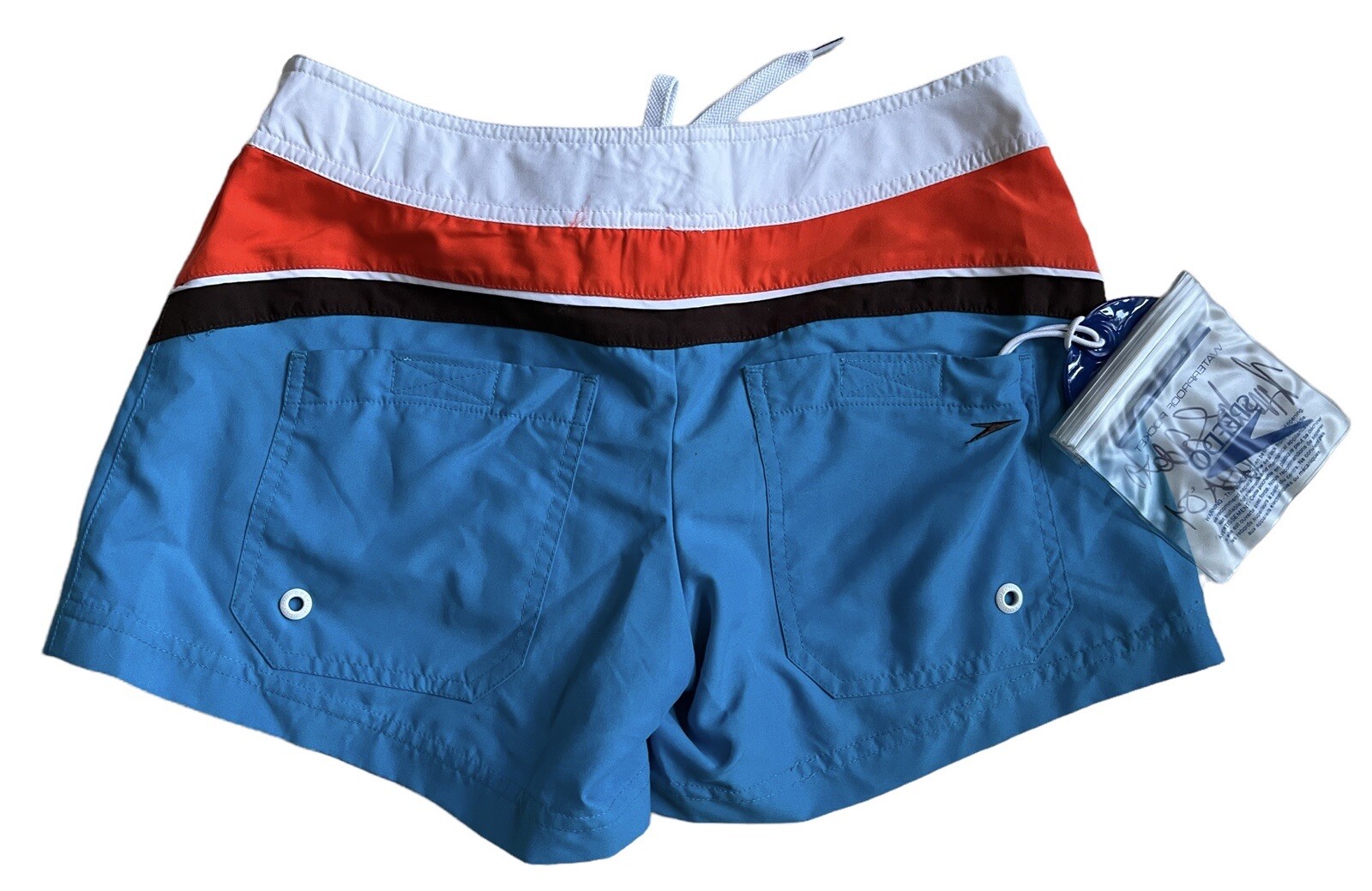 Speedo Women’s Board Swim Shorts Sz 2 Blue Orange Blocket USA 2004 Dive Team