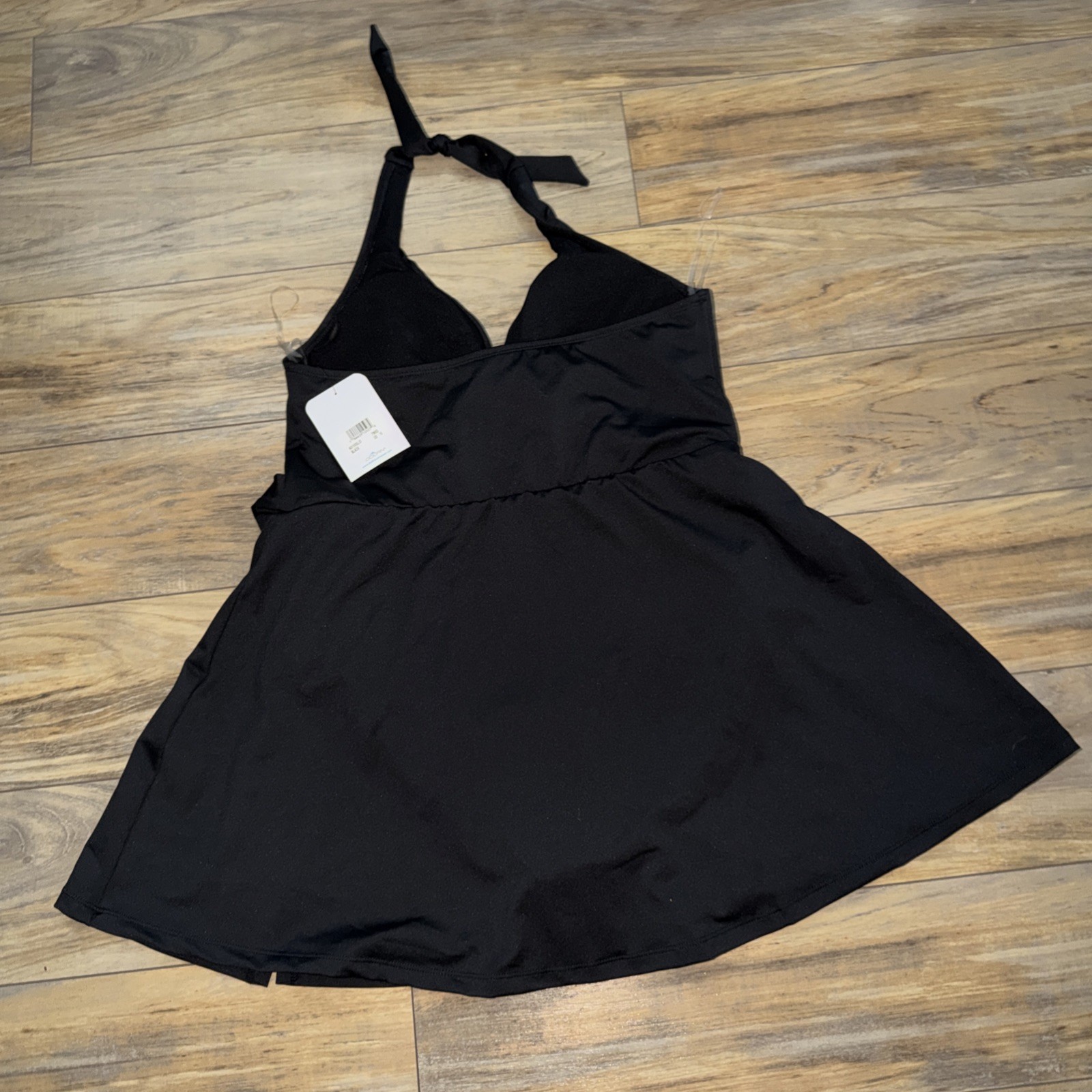 Aquashape Swim Dress Halter Womens 18 Black One Piece Full Coverage Aquatic Suit