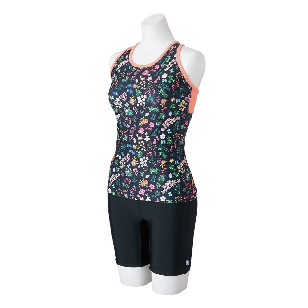 Mizuno Women’s Aqua Fitness Two-Piece Set (anti-roll buttons) Floral Pattern