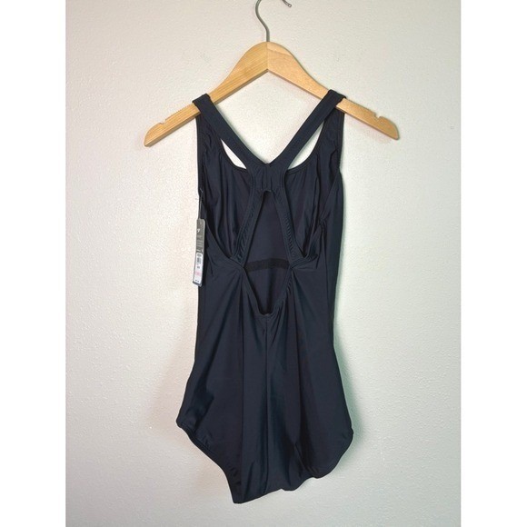 New SPEEDO Size 10 Black UPF 50 Moderate Ultraback PowerFLEX One Piece Swimsuit