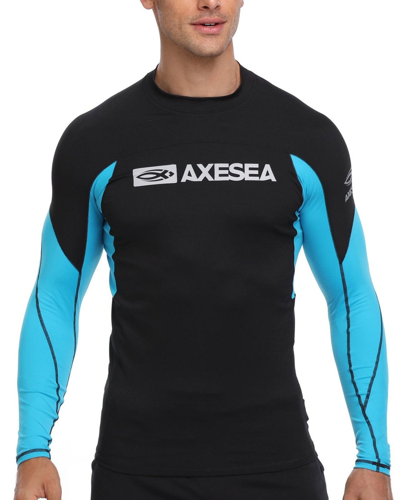 AXESEA Men Long Sleeve Rash Guard Quick-Dry UPF 50+ Lightweight Swimsuit Swim…