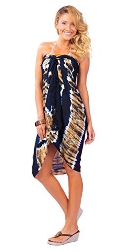 Womens Tie Dye Swimsuit Cover-Up Sarong in Your Choice of Color Jungle Brown