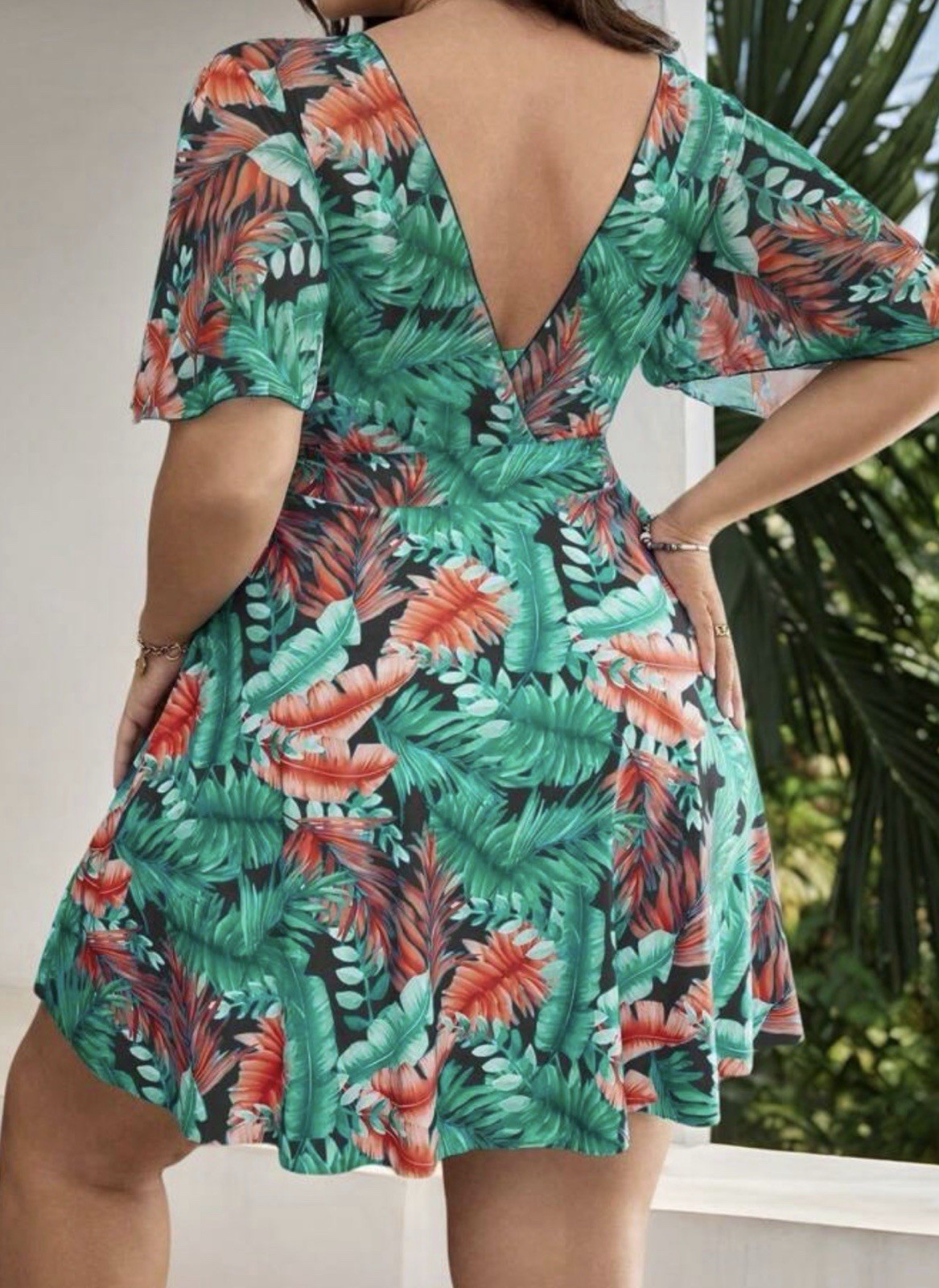 Tropical Swim dress/sundress 4X Flutter Sleeve Flounce “Curve” fit No Bottoms
