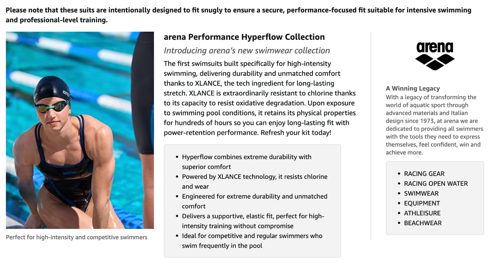 US 32 Arena Women’s Performance Hyperflow Solid Tech Back Swimsuit Imperial Blue