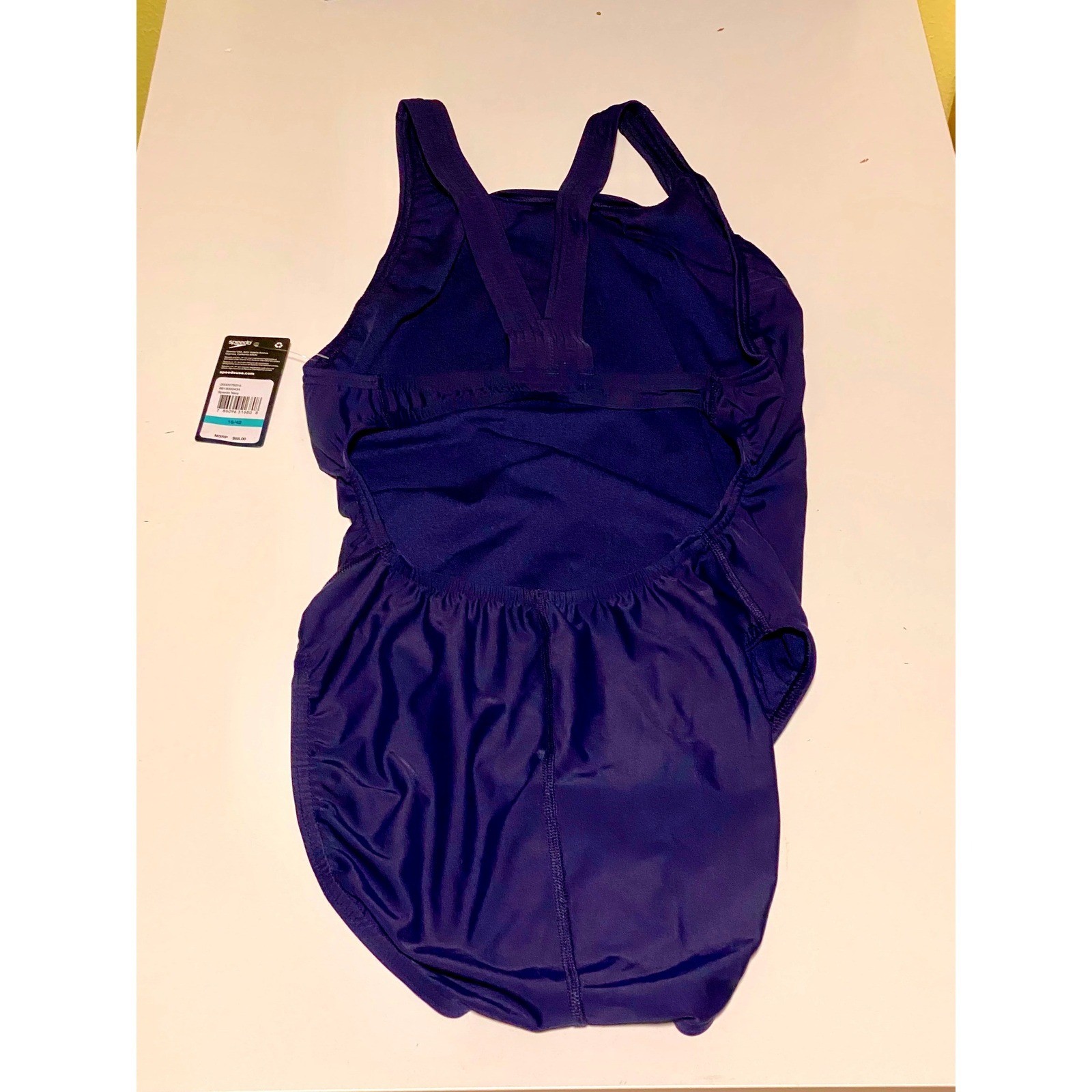 Speedo PowerFLEX Womens One Piece Swimsuit Navy Blue Racerback Size 16/42 NEW