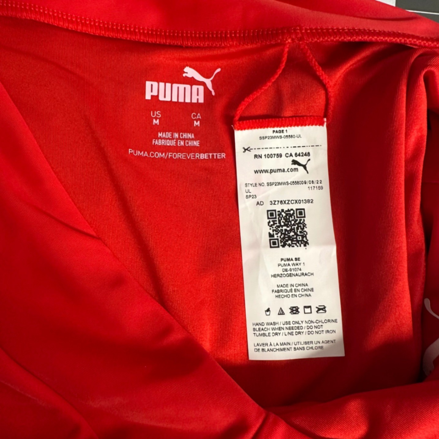 New Puma High Waist Swim Bottoms Red White Logo Womens Size M