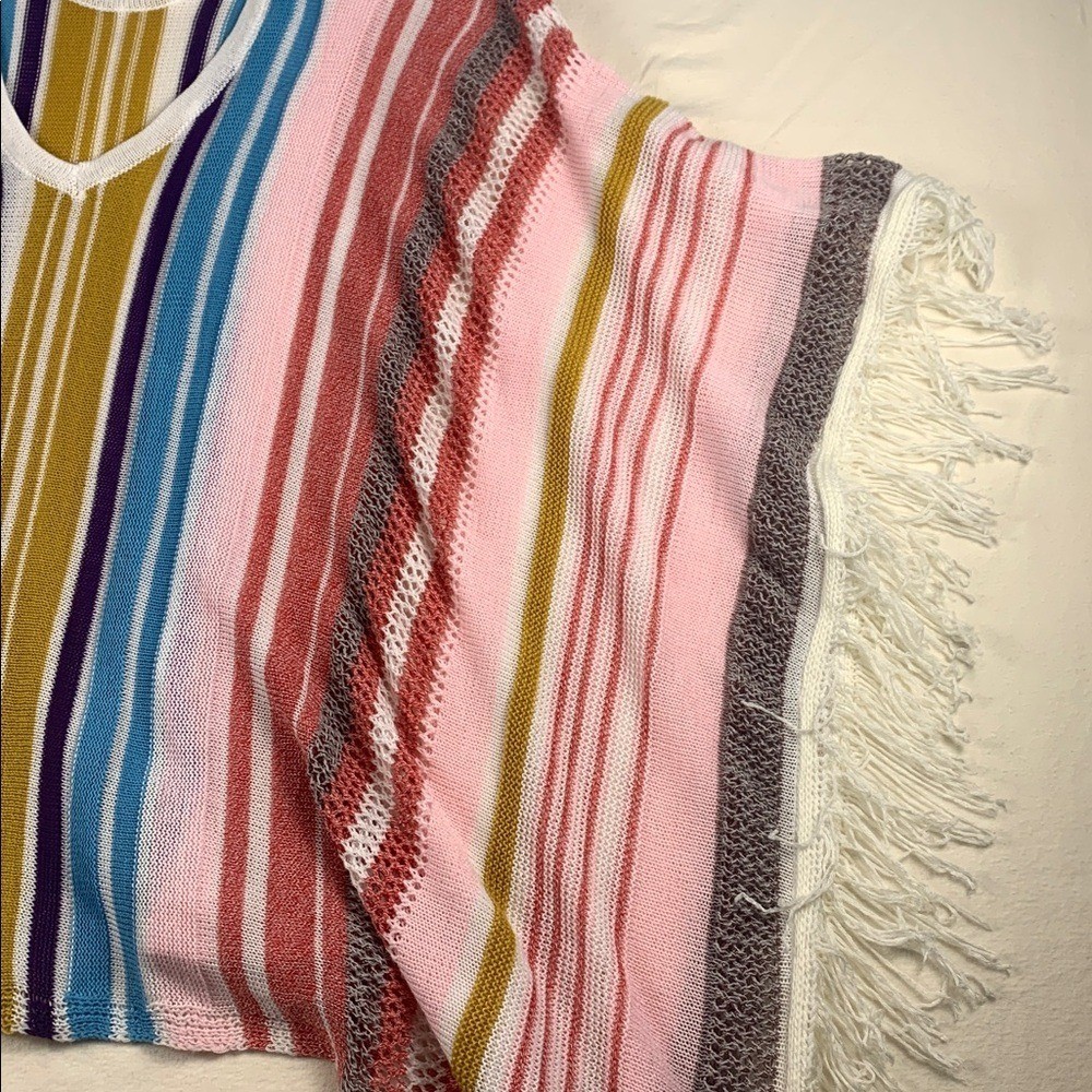 Cupshe Womens Rainbow Striped Poncho EUC OS Swim Coverup No Brand or Care Tags