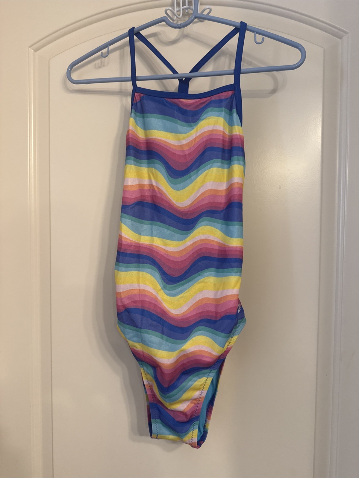 Speedo Women’s Edge Splice Crossback Swimsuit Blk/blue Sz 36