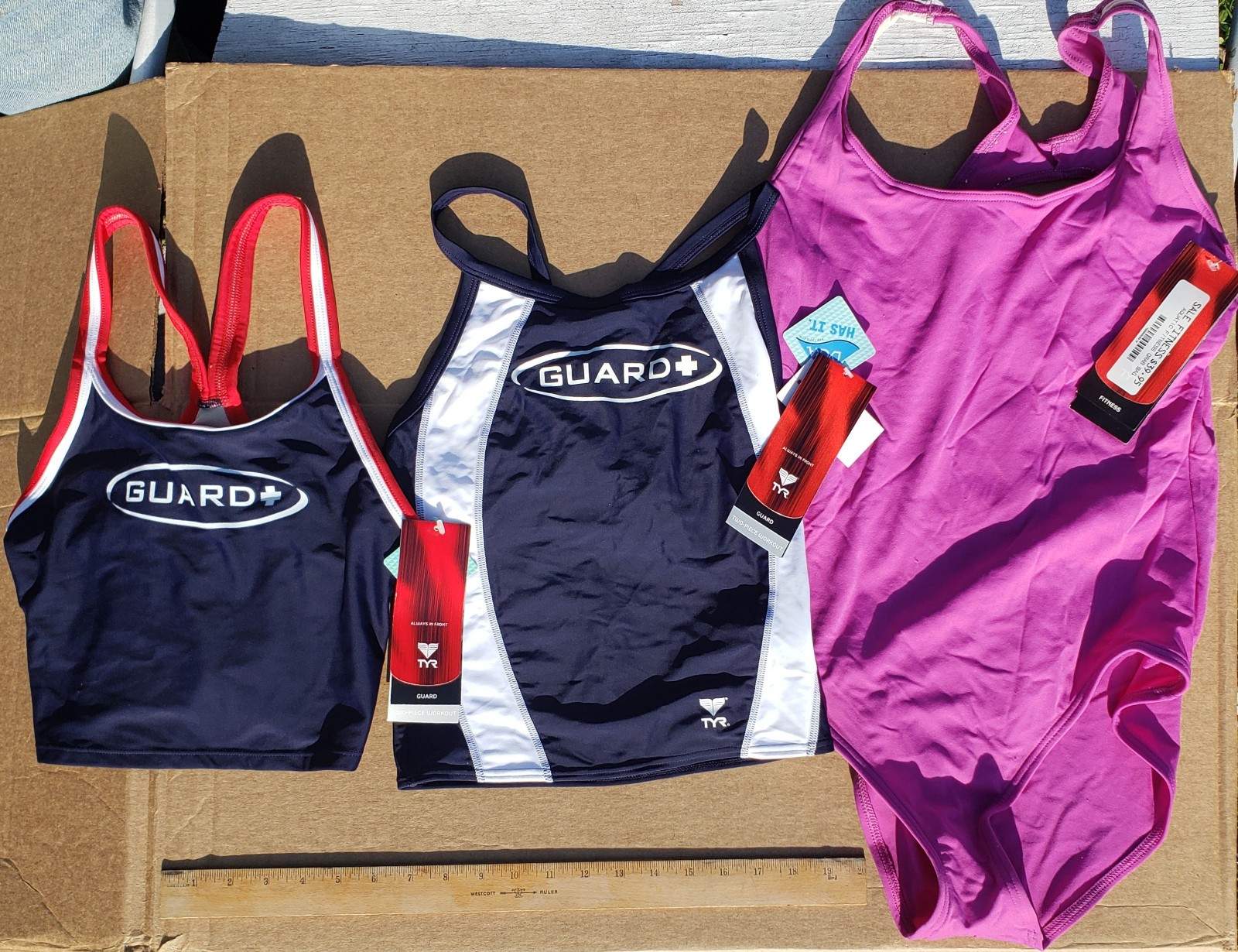 TYR Womens Swimsuit Racing Training One Piece Two Piece Top Size S M 14 Lot of 3