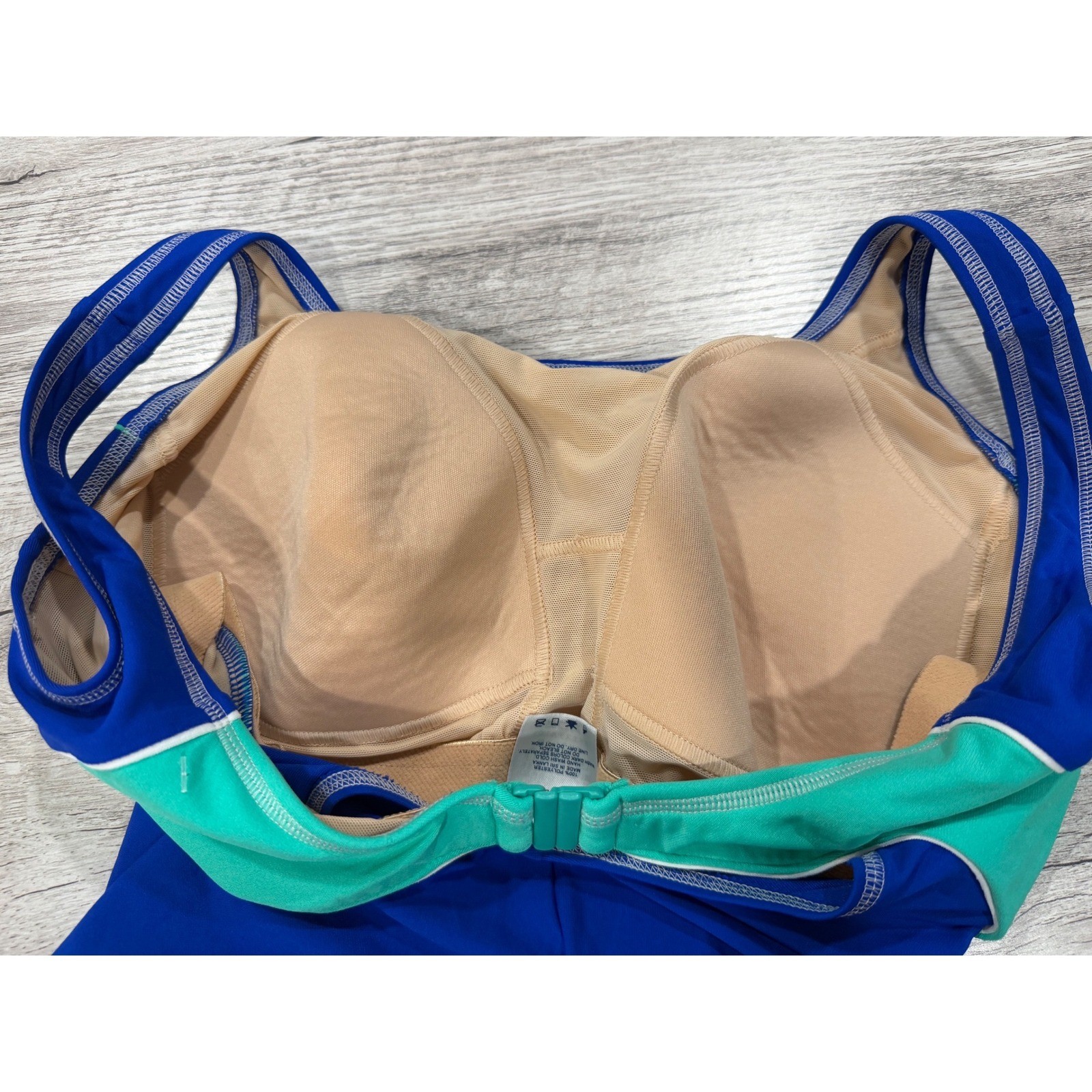 Lands’ End Scoop Neck Tugless Sport One Piece Swimsuit Size 8 DD Blue Aqua