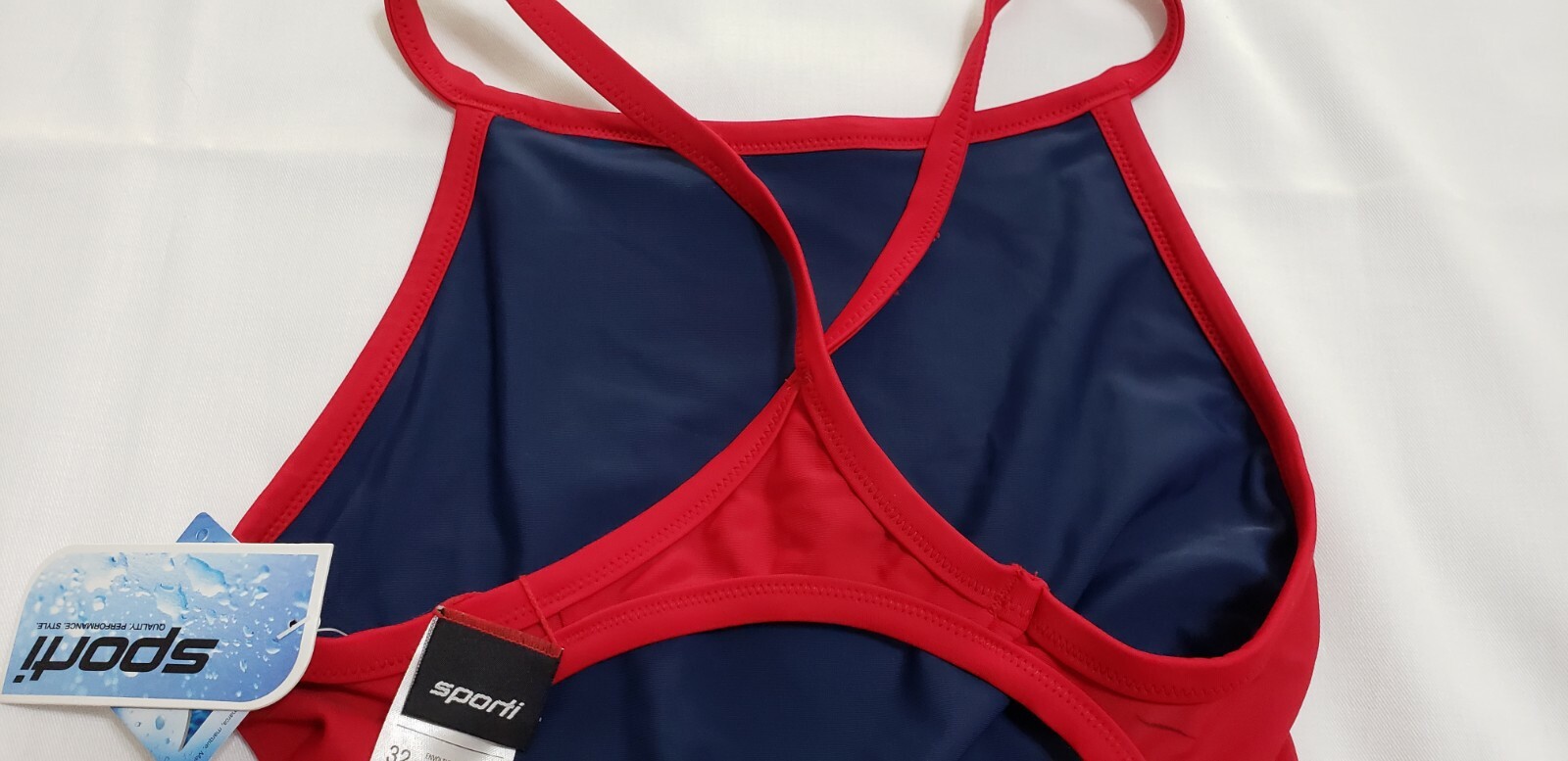 Women’s Sporti Lifeguard Swimsuit One Piece Thin Strap Red Navy Guard+