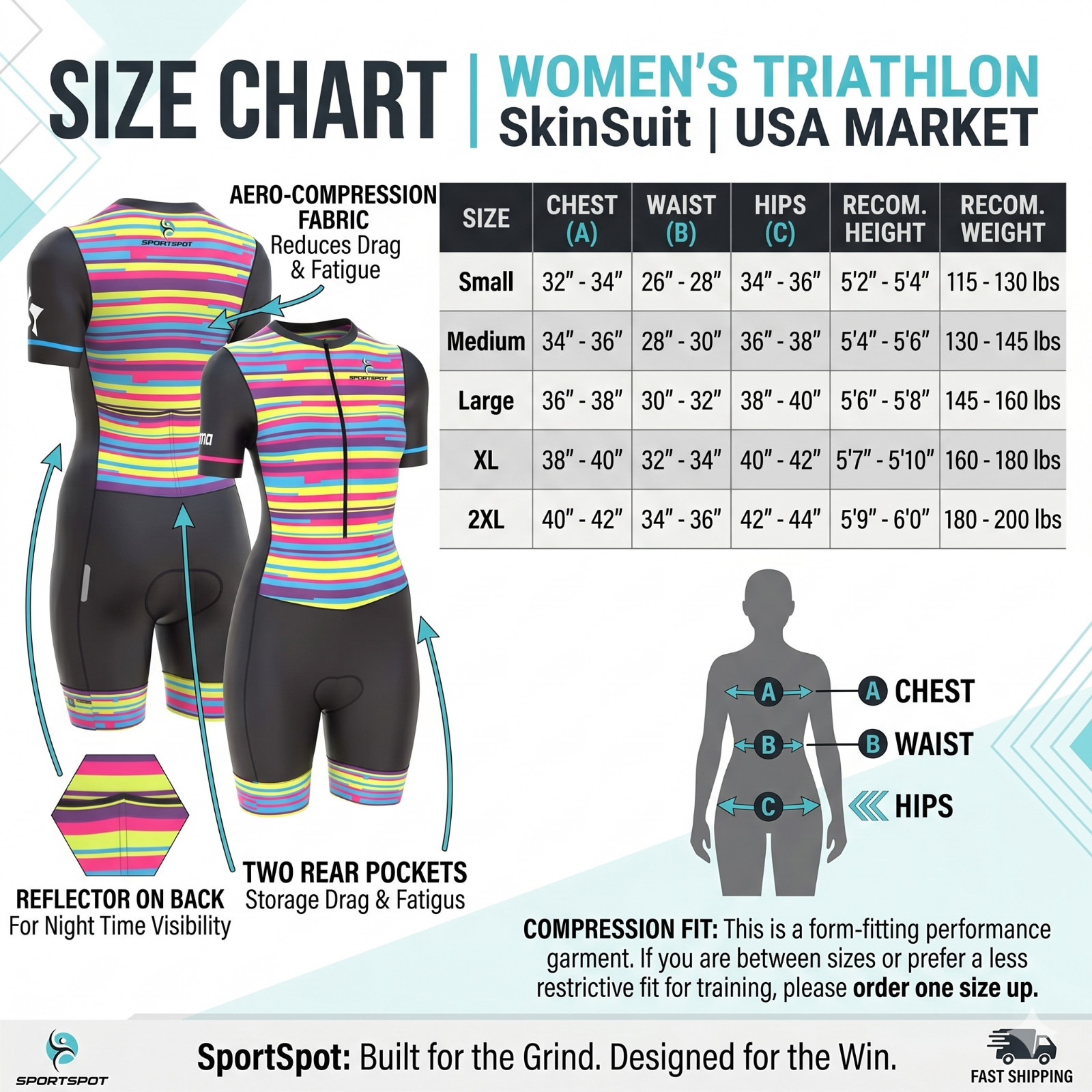 Women’s Triathlon Skinsuit Compression Tri Suit Cycling Running Swimming Gel Pad
