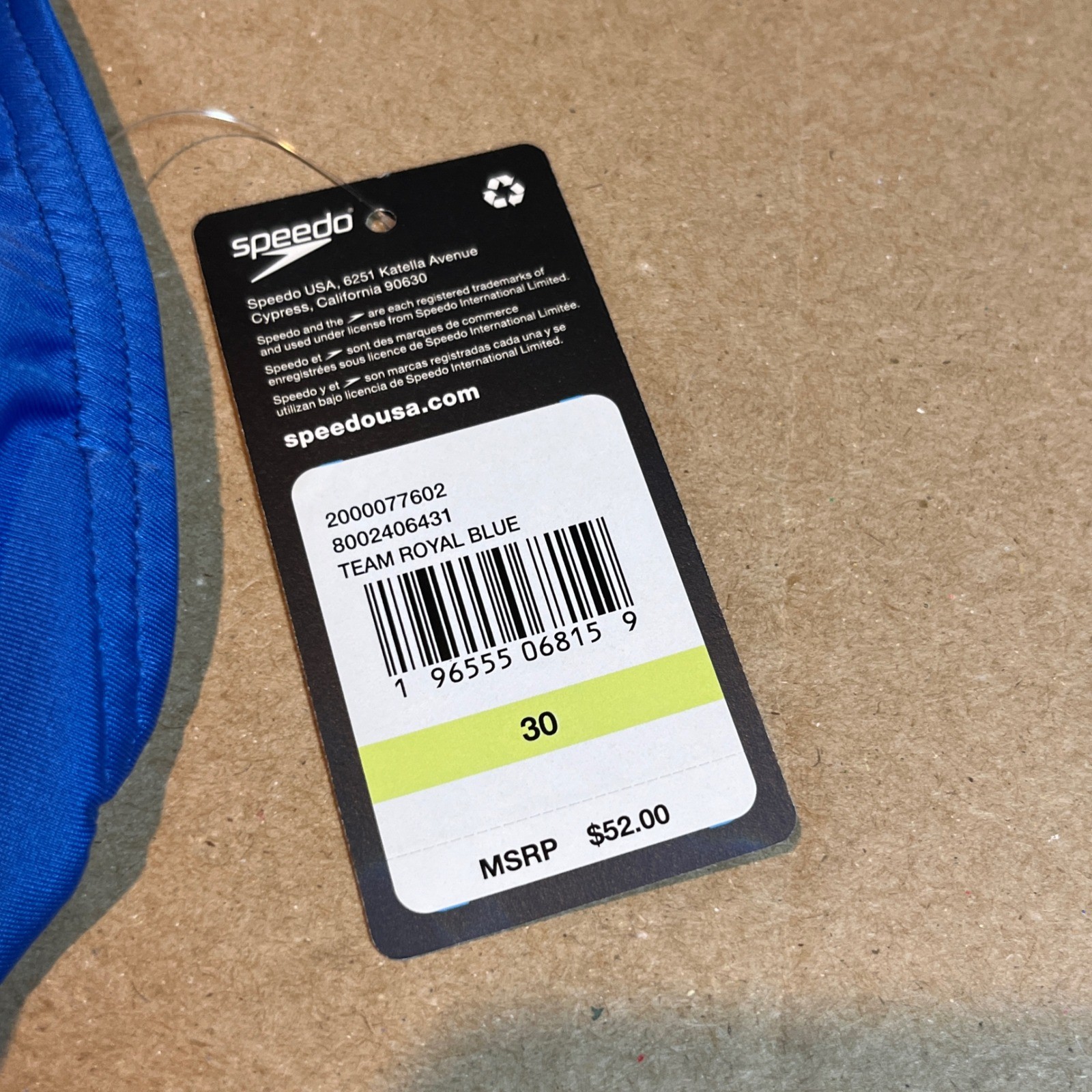 Speedo Team Royal Blue Flyback Training One Piece Swimsuit Size 30 NWT