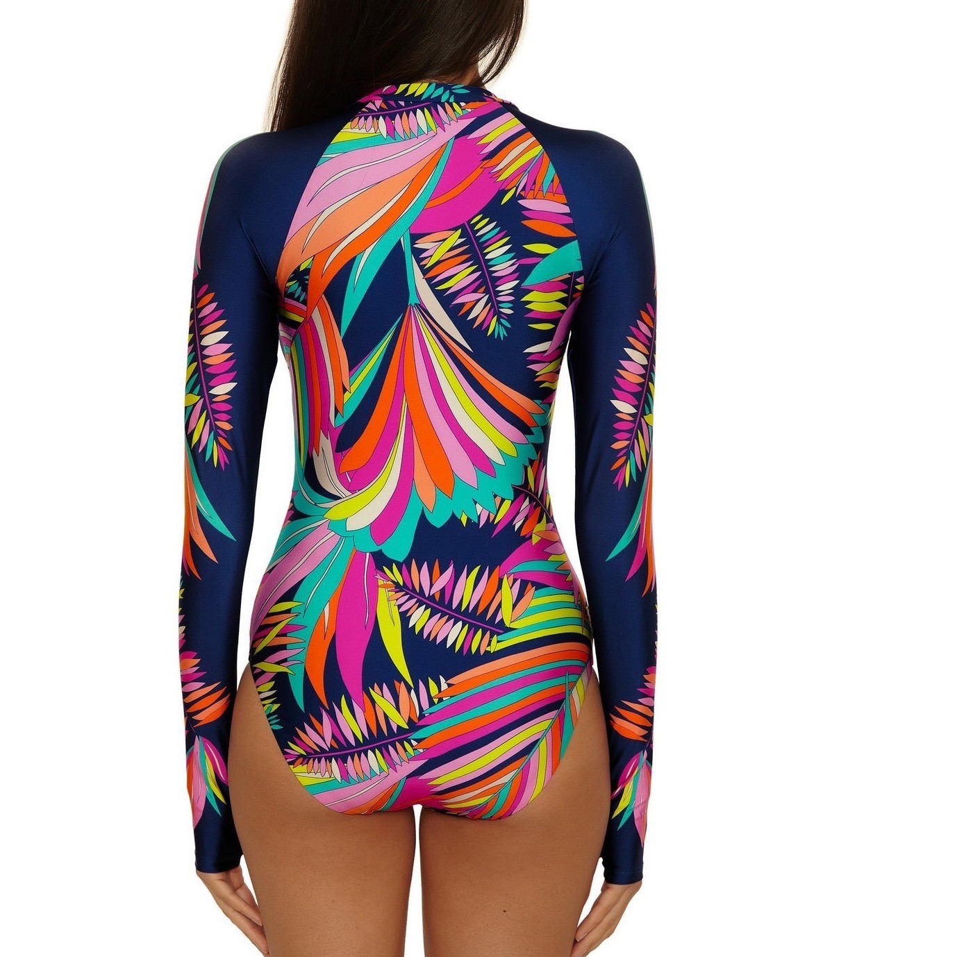 Trina Turk Paralia Long-Sleeve Zip-Up Paddle Suit, Rash Guard Size Medium