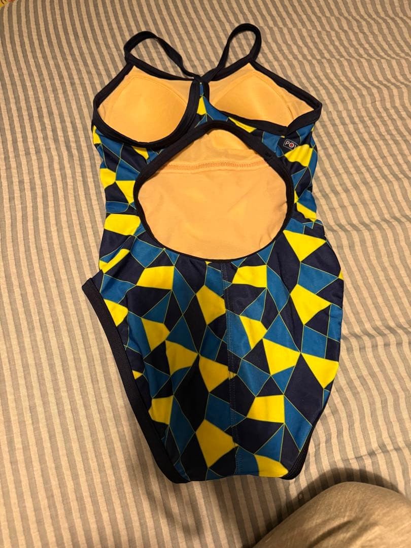 TYR Sports Swimsuit Blue, Yellow and Black Geometric Pattern