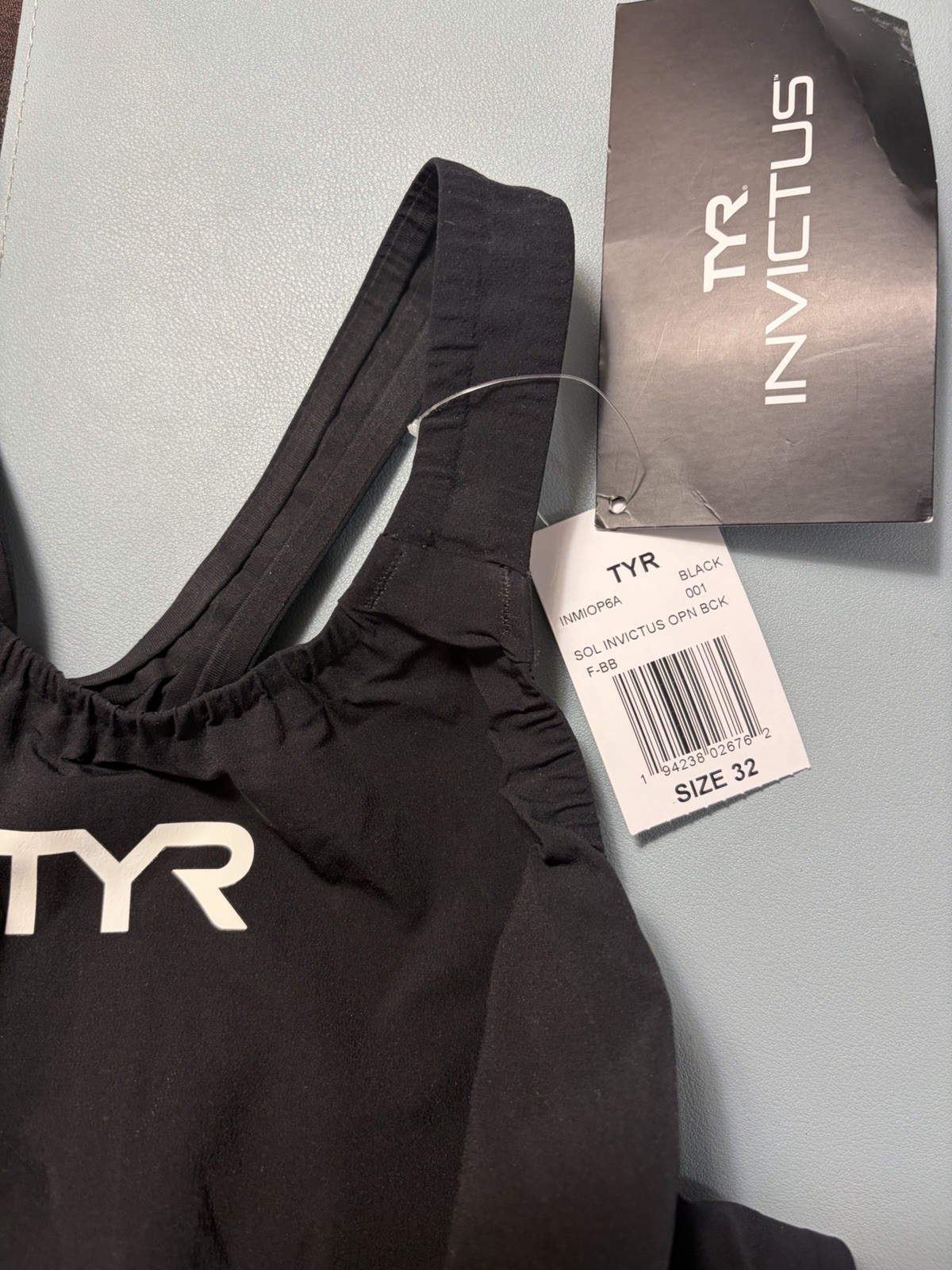 TYR Invictus Open Back Tech Suit Black Womens sz 32 New