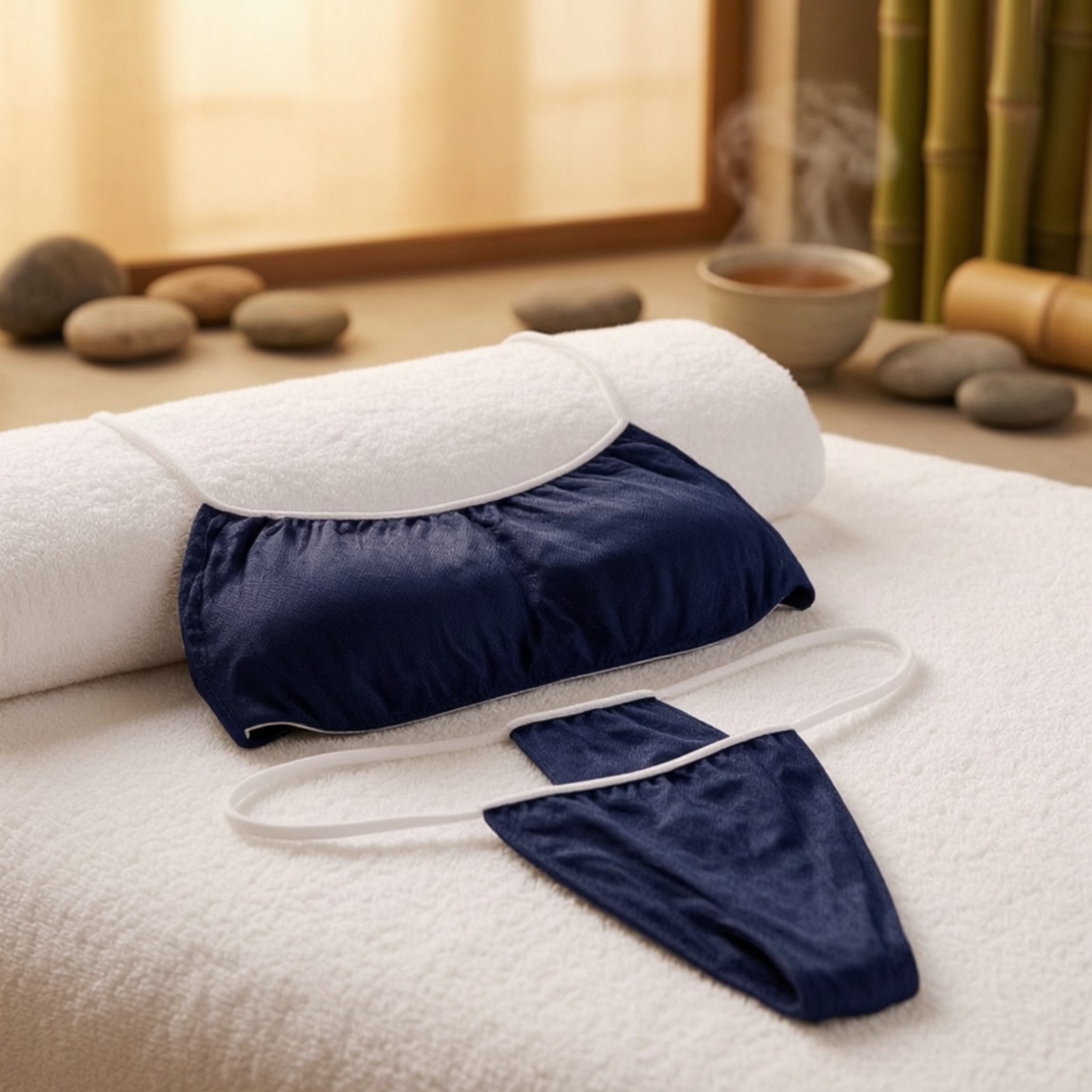 50 Pieces Disposable Bra and Panty Set Breathable for Massage