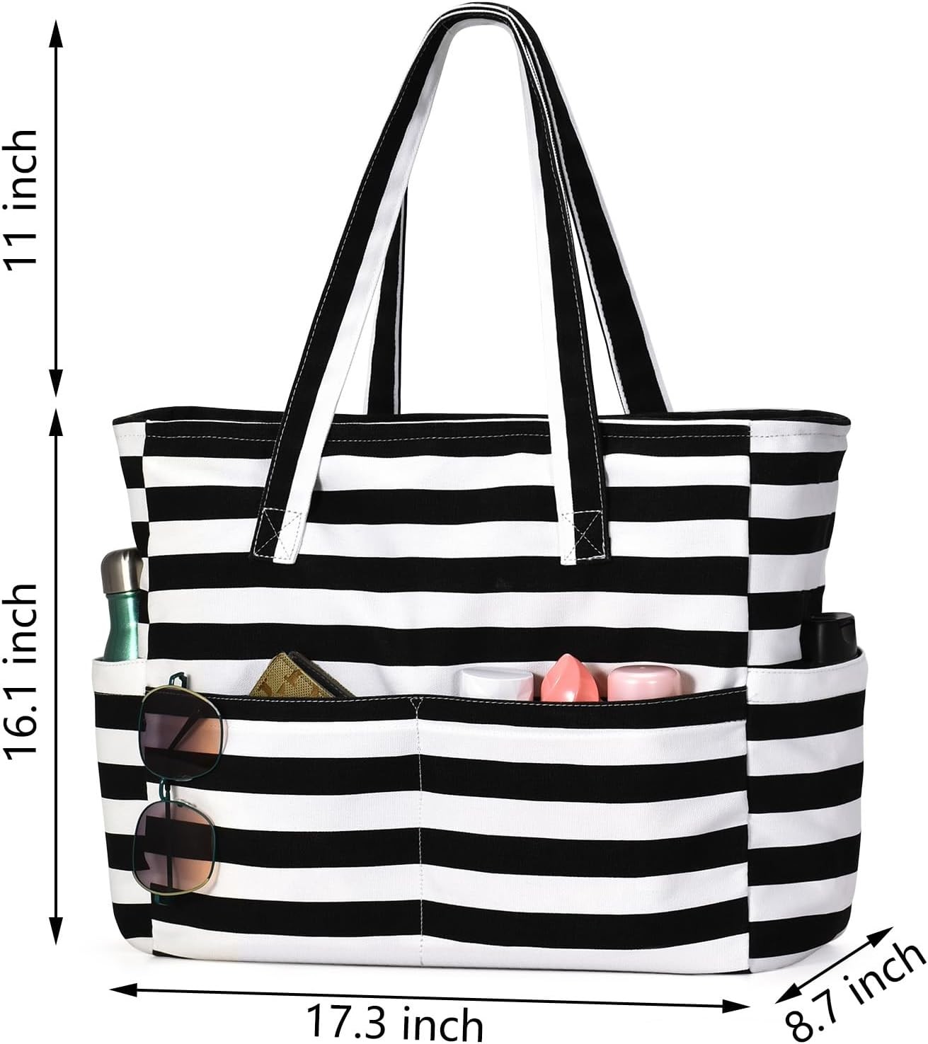 Oscaurt large capacity women’s beach tote bag with zipper closure