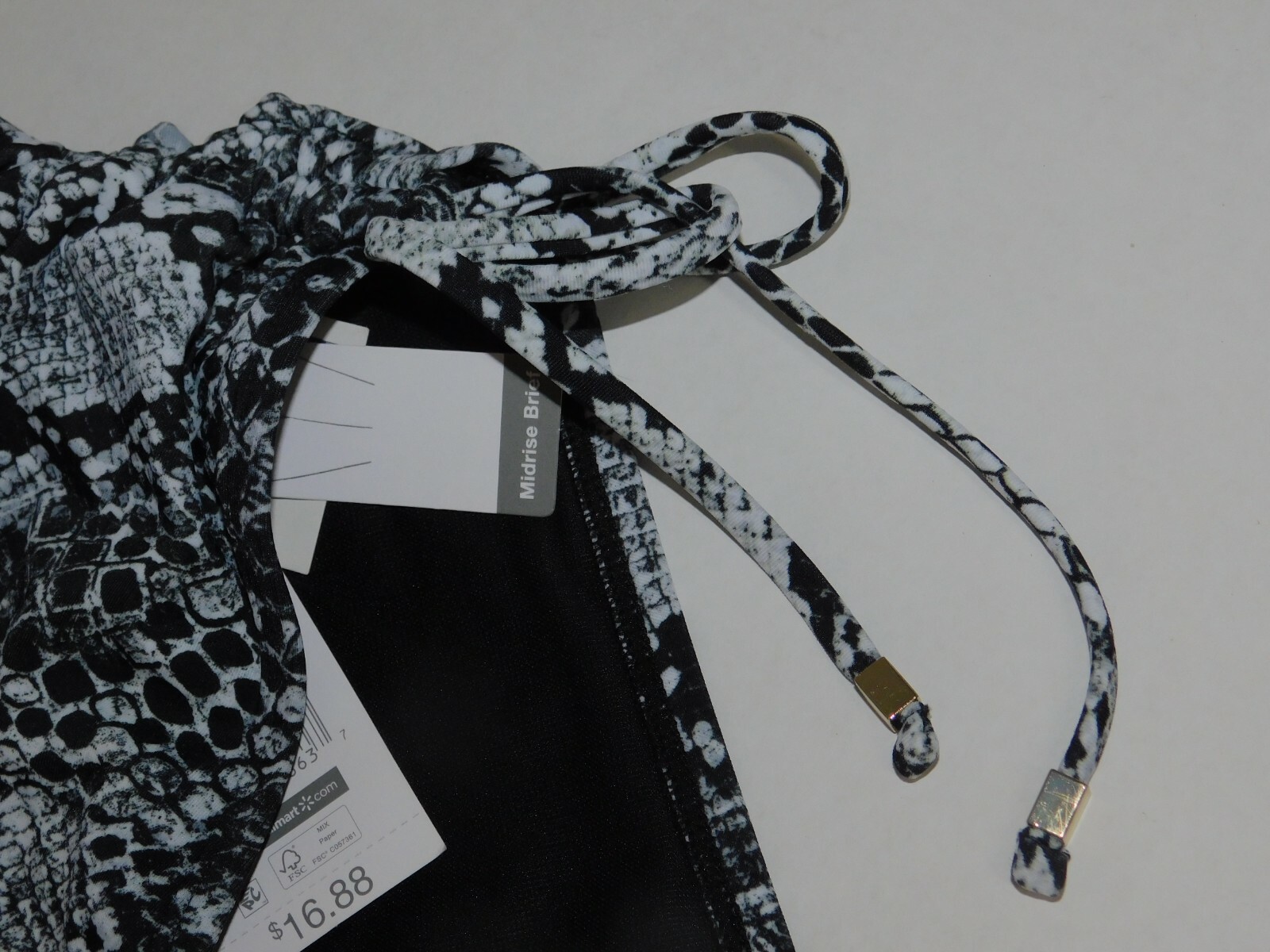 Womens Swimsuit Bottoms Black White Snakeskin Pattern 2X Plus Size