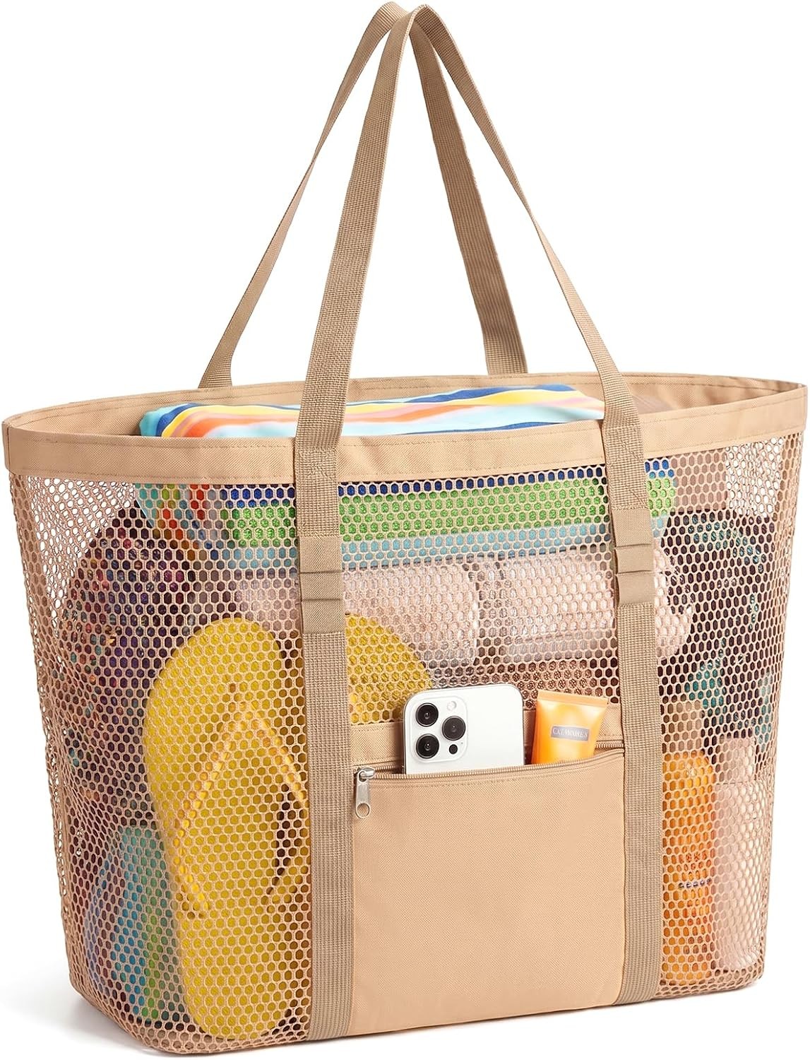 Women’s Mesh Beach Bag, Stylish Beach Tote for Swimming, Travel & Vacatio