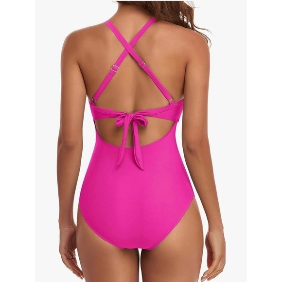 Eomenie Women’s One Piece Swimsuits Tummy Control Cutout High Waisted Pink M