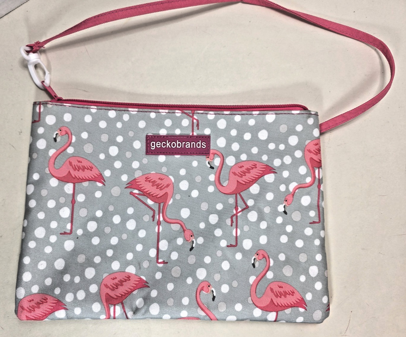 Geckobrands Bathing Suit Utility Bag Pink Flamingos Pool Beach Wet Dry Bag EUC