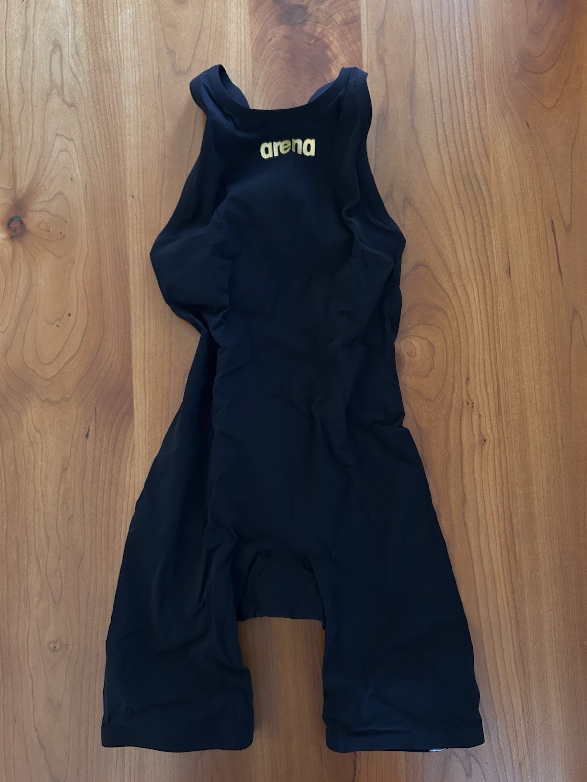 NWT Women’s Powerskin Carbon Air2 Open Back Tech Suit, Black/Gold, Size 26