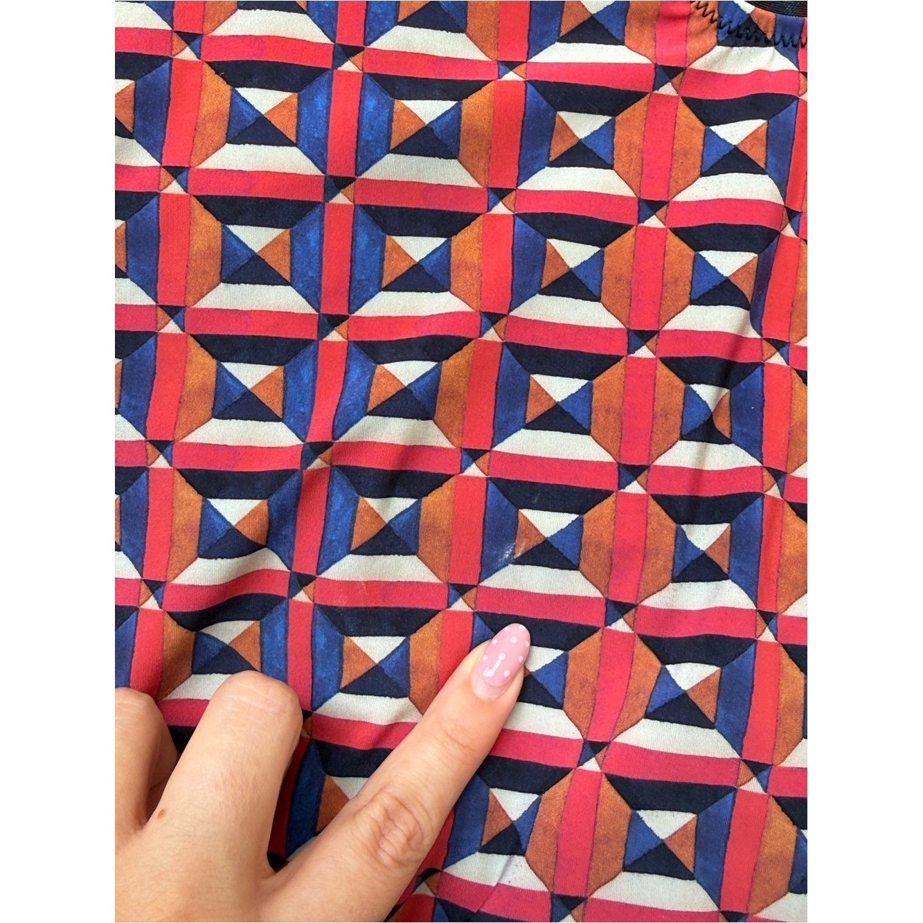 Geometrical blue black red one piece swim