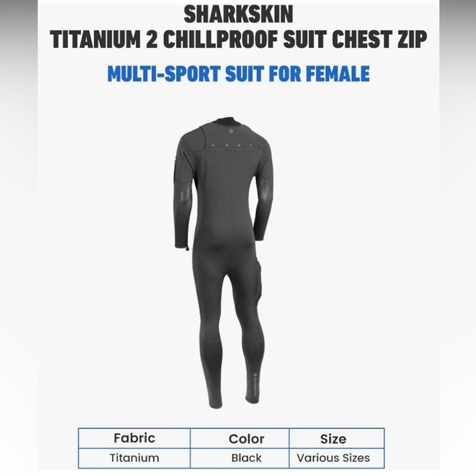 Sharkskin Titanium 2 Multi Sport Suit Chillproof Chest Zip Suit US 14