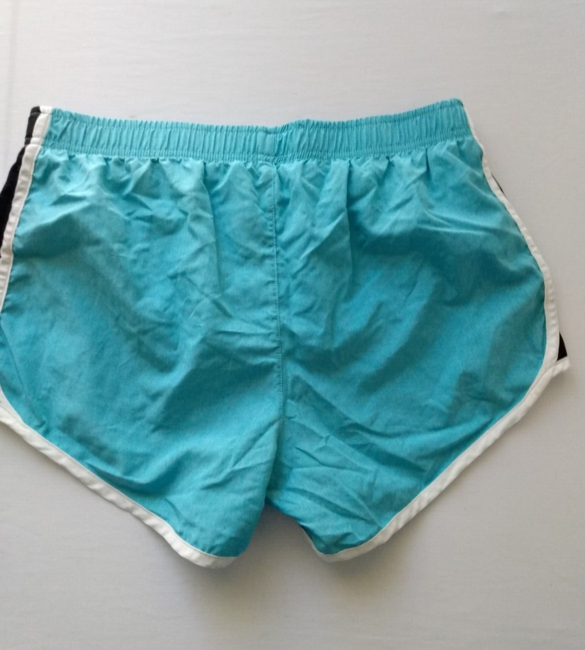 Raya Sun Shorts Women’s Large Track Run Swim Lined Side Stripe Aqua Black