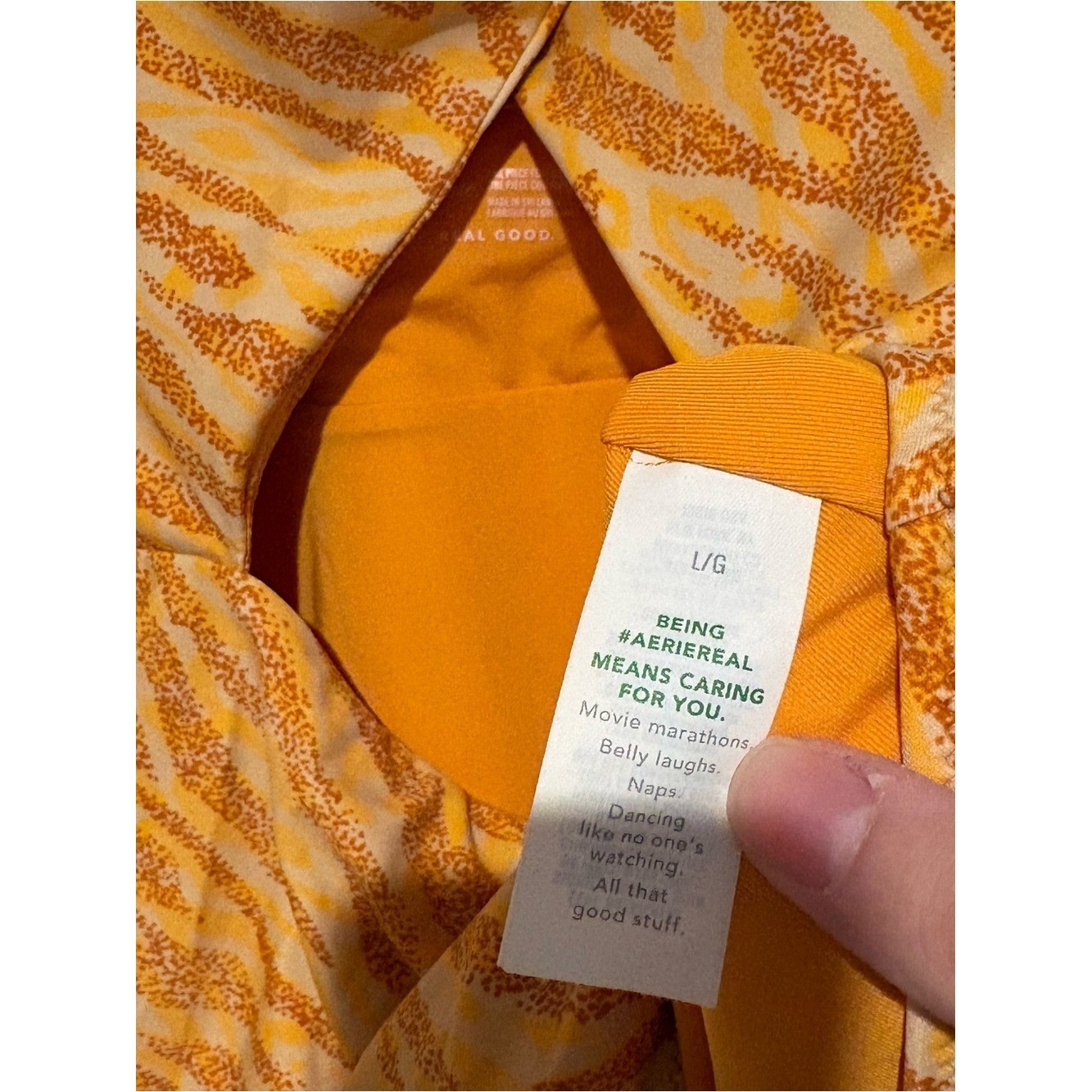 Aerie tiger cheetah print cutout one piece swimsuit orange size large