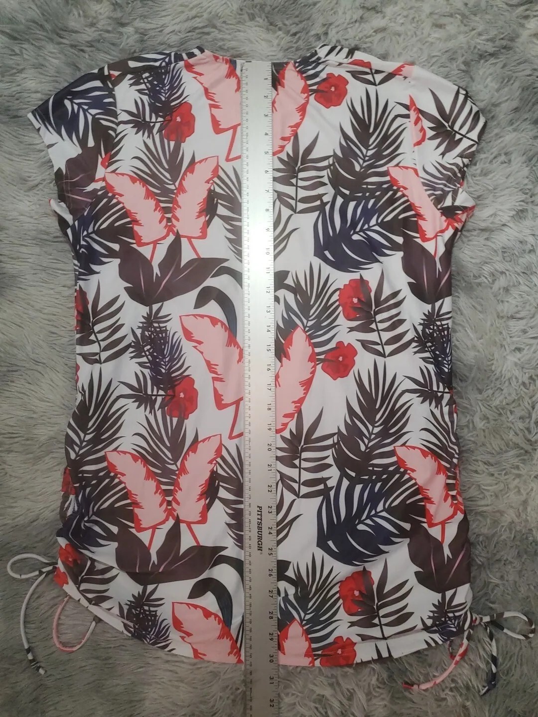 Unbranded Women’s UPF 50+ Swim Shirt Drawstring Ruched Tunic Size XL Tropical