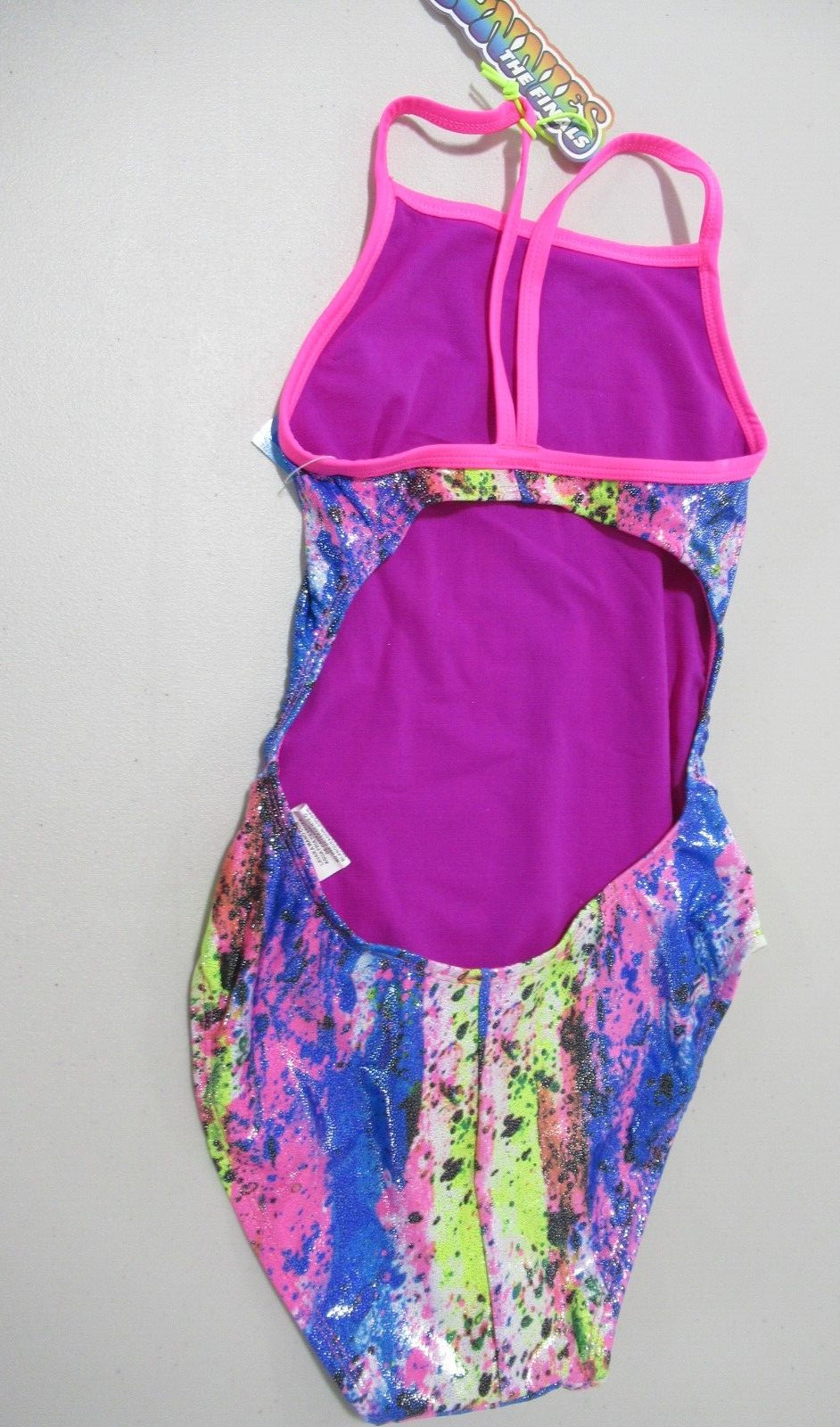 TYR The Finals Blue Speckled Foil Wingback One Piece Swimsuit Size 30/XXS