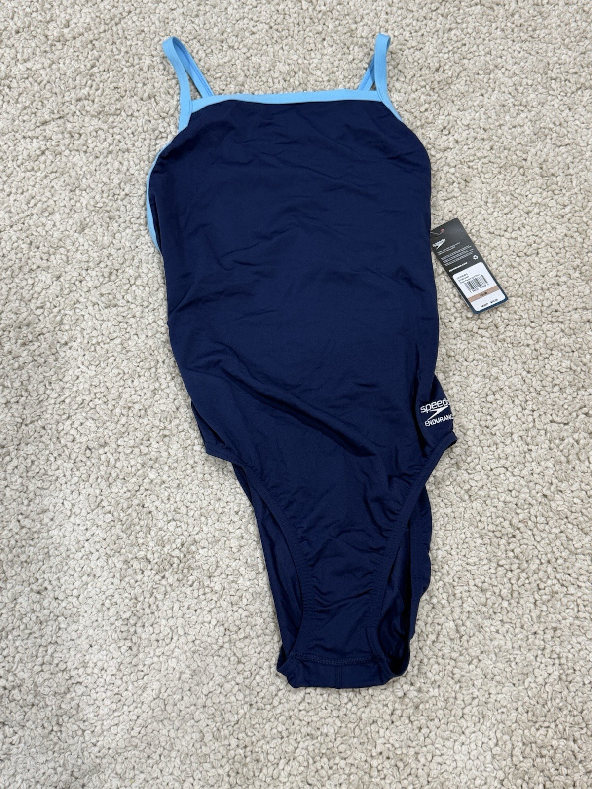 BNWT Speedo Endurance+ Women’s Solid Flyback One Piece Swimsuit Sz 12/38 $75.00