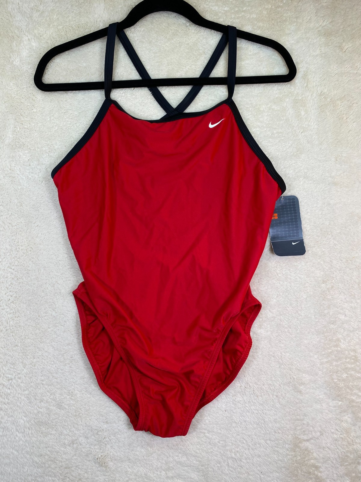 Nike One Piece Swimsuit Red Racerback Cutout Athletic Swim SZ 38 NWT