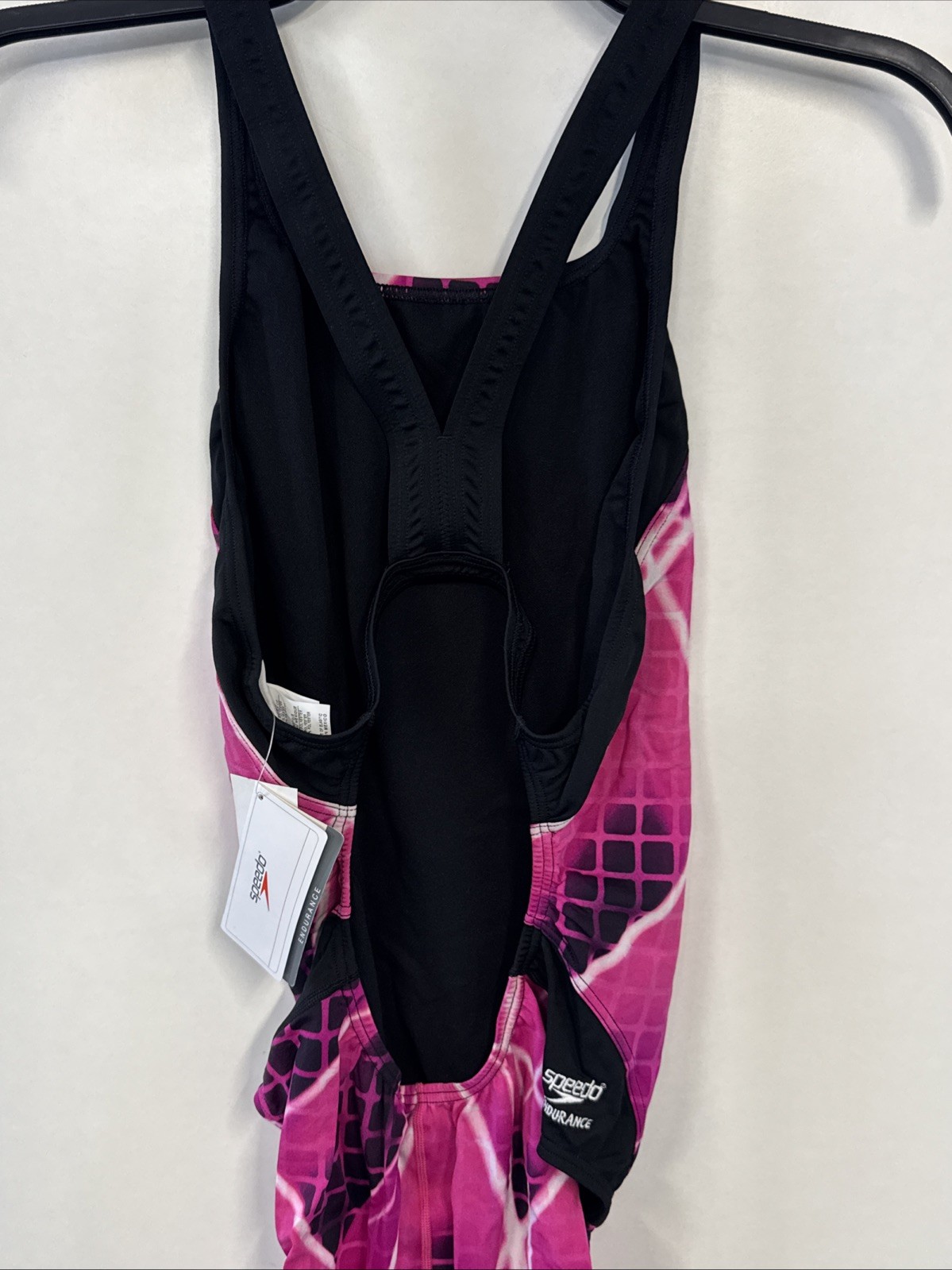 Speedo Womens Endurance Swimsuit One Piece Proback 10/36 Pink Black Patterned